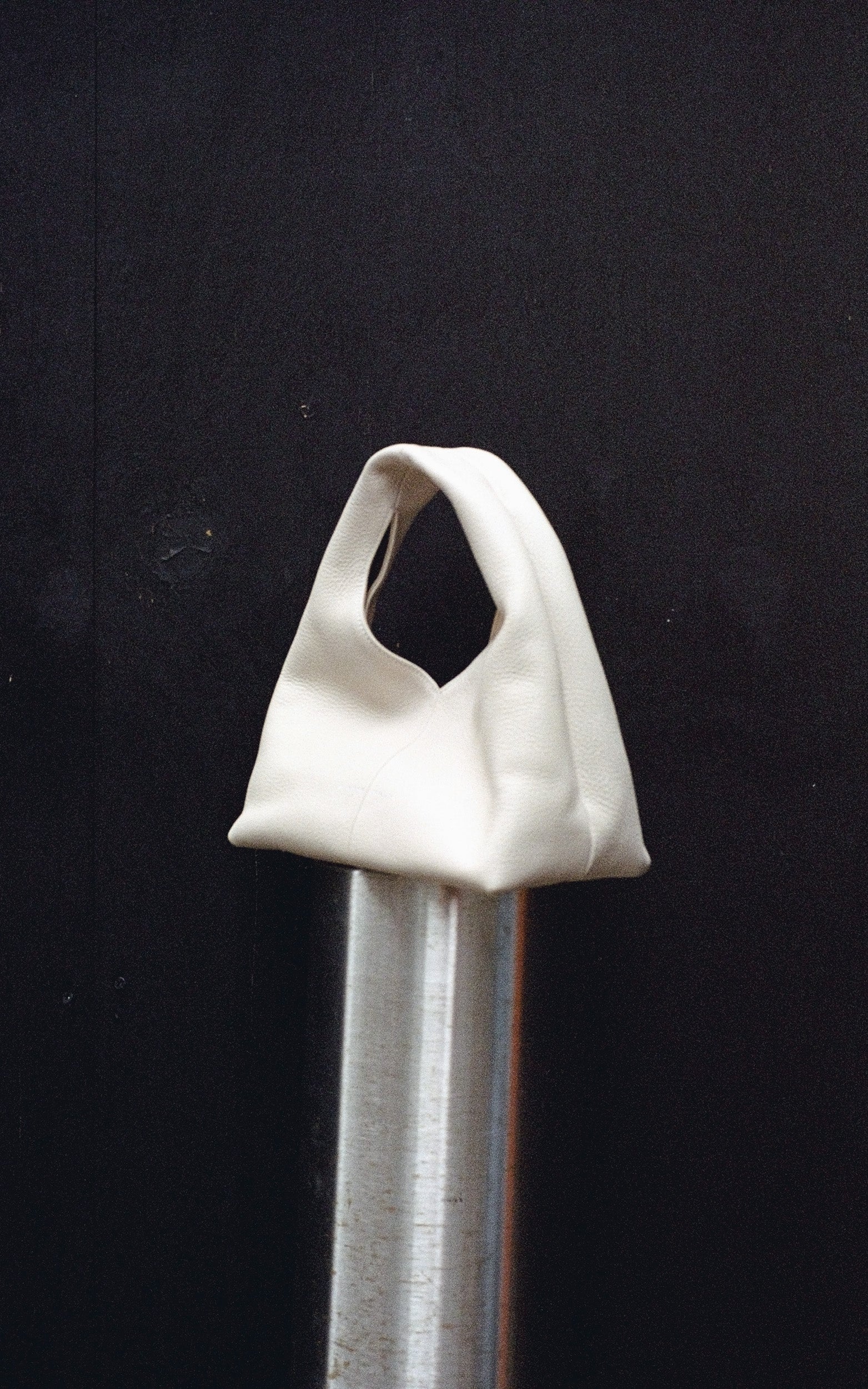 A cream leather handbag
