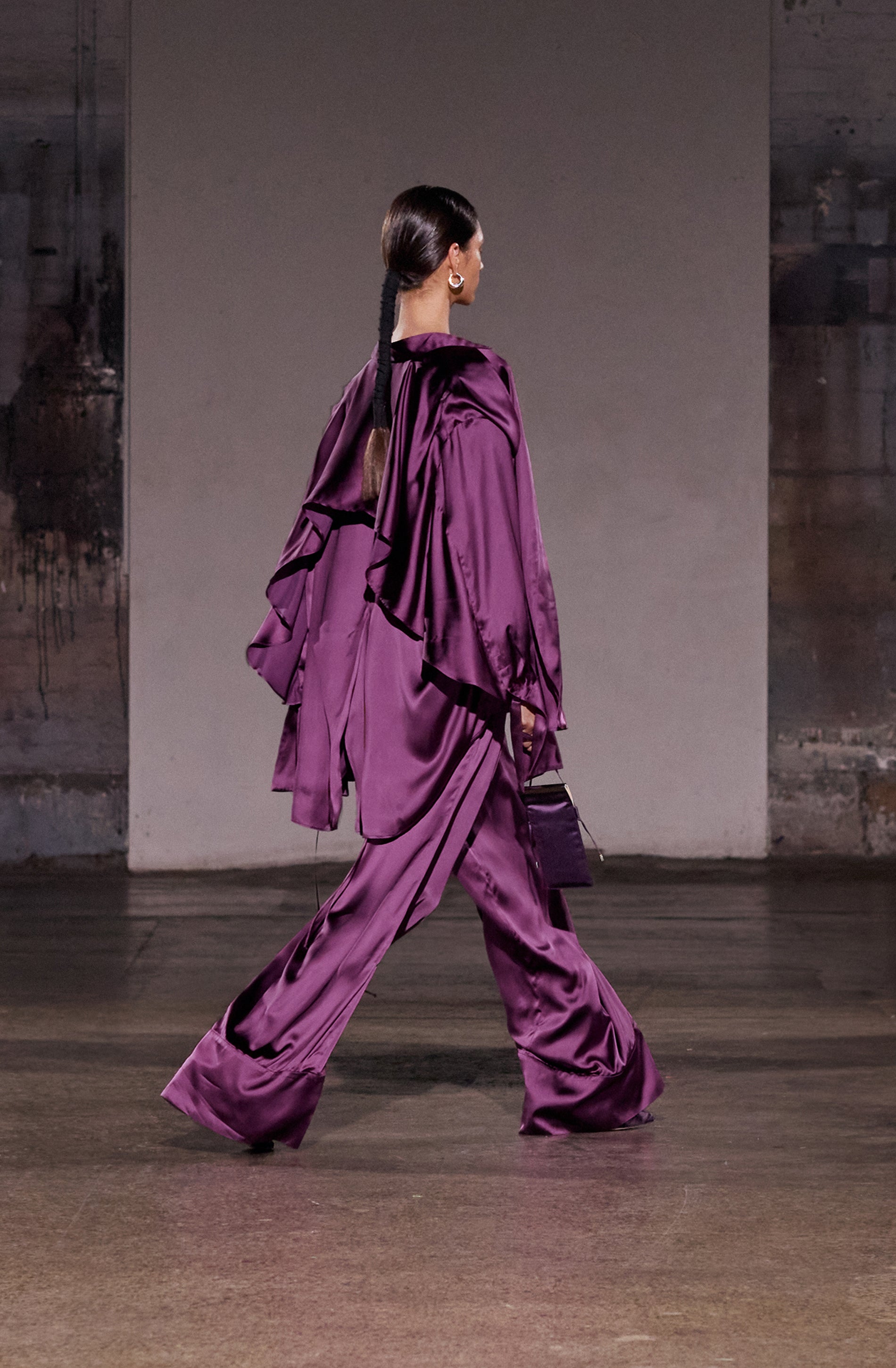 Magma Draped Back Shirt | Aubergine Viscose