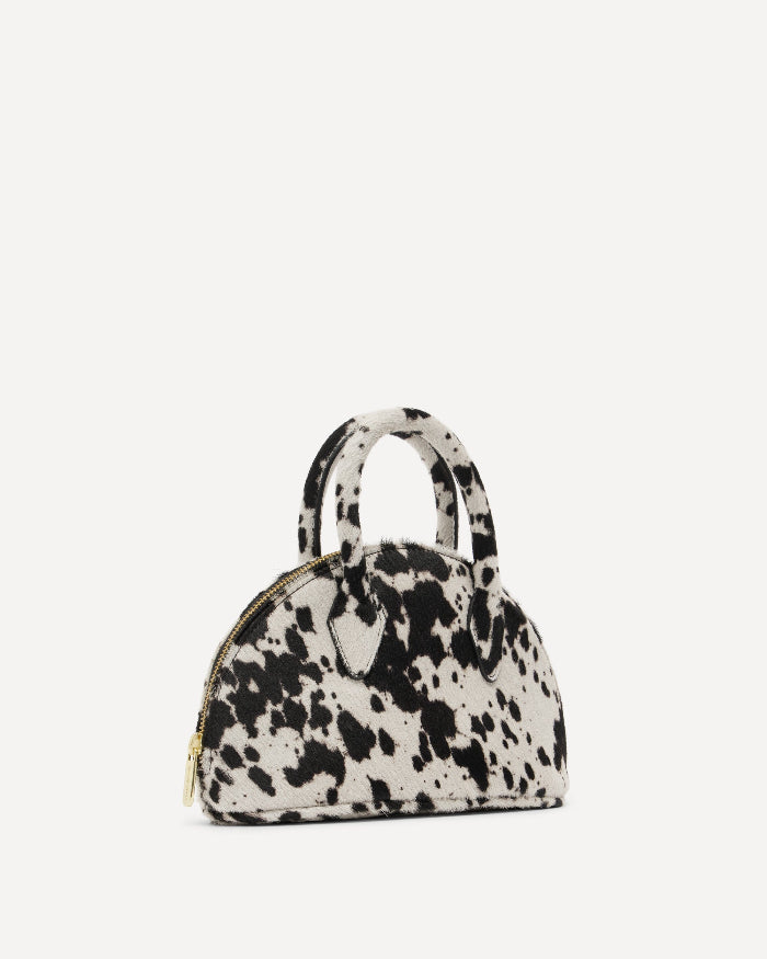 Dalmatian printed womens handbag with short handle