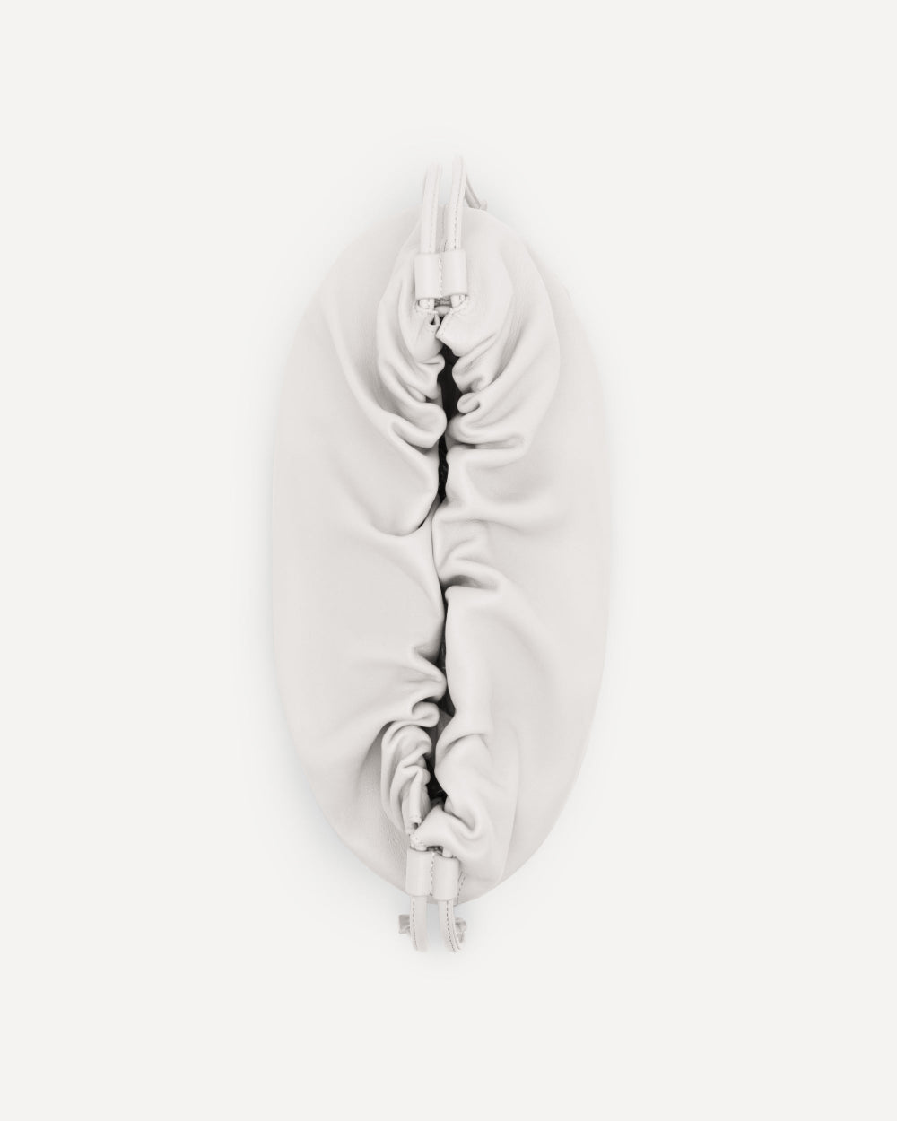 White drawstring leather pouch