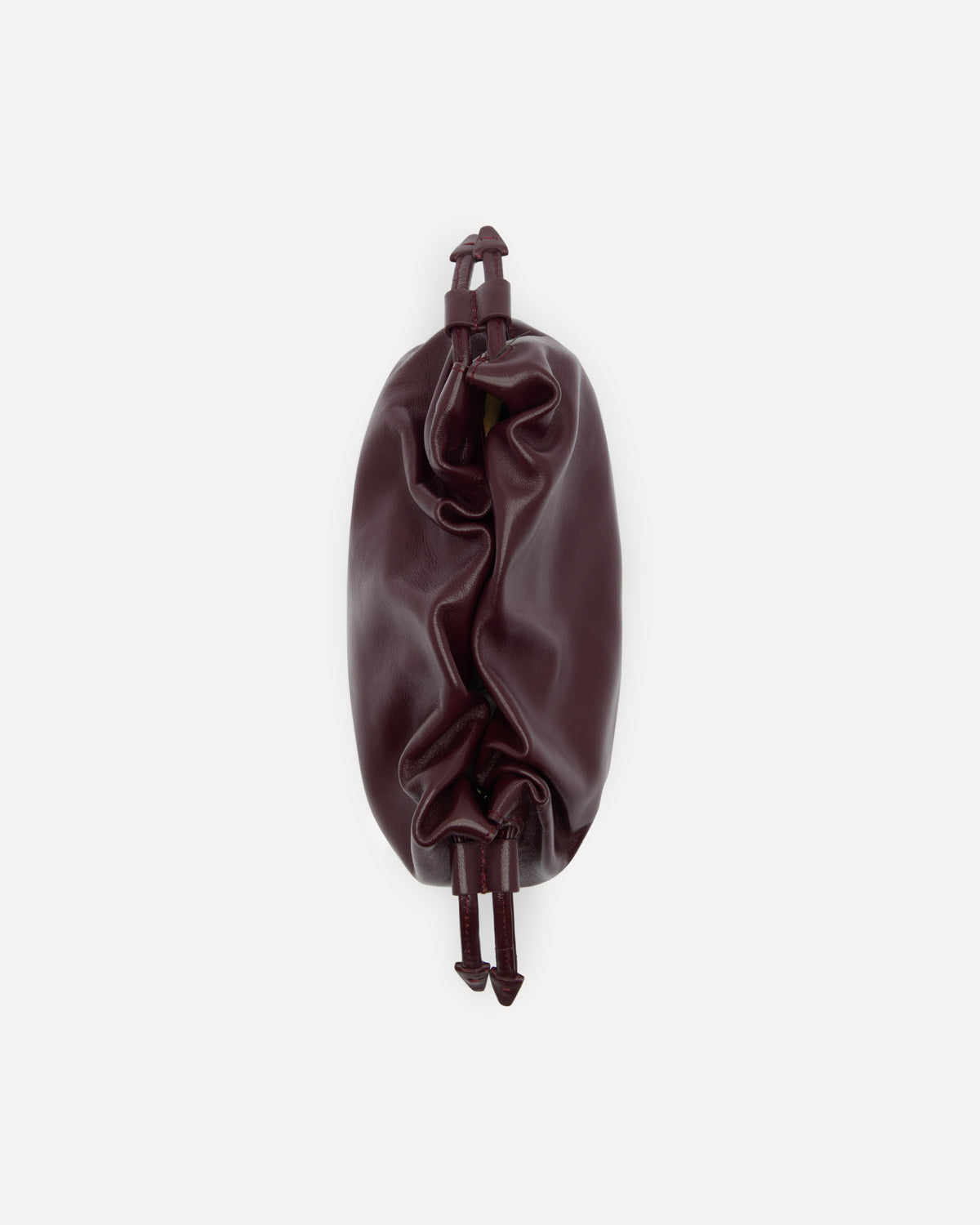 maroon drawstring leather clutch for women