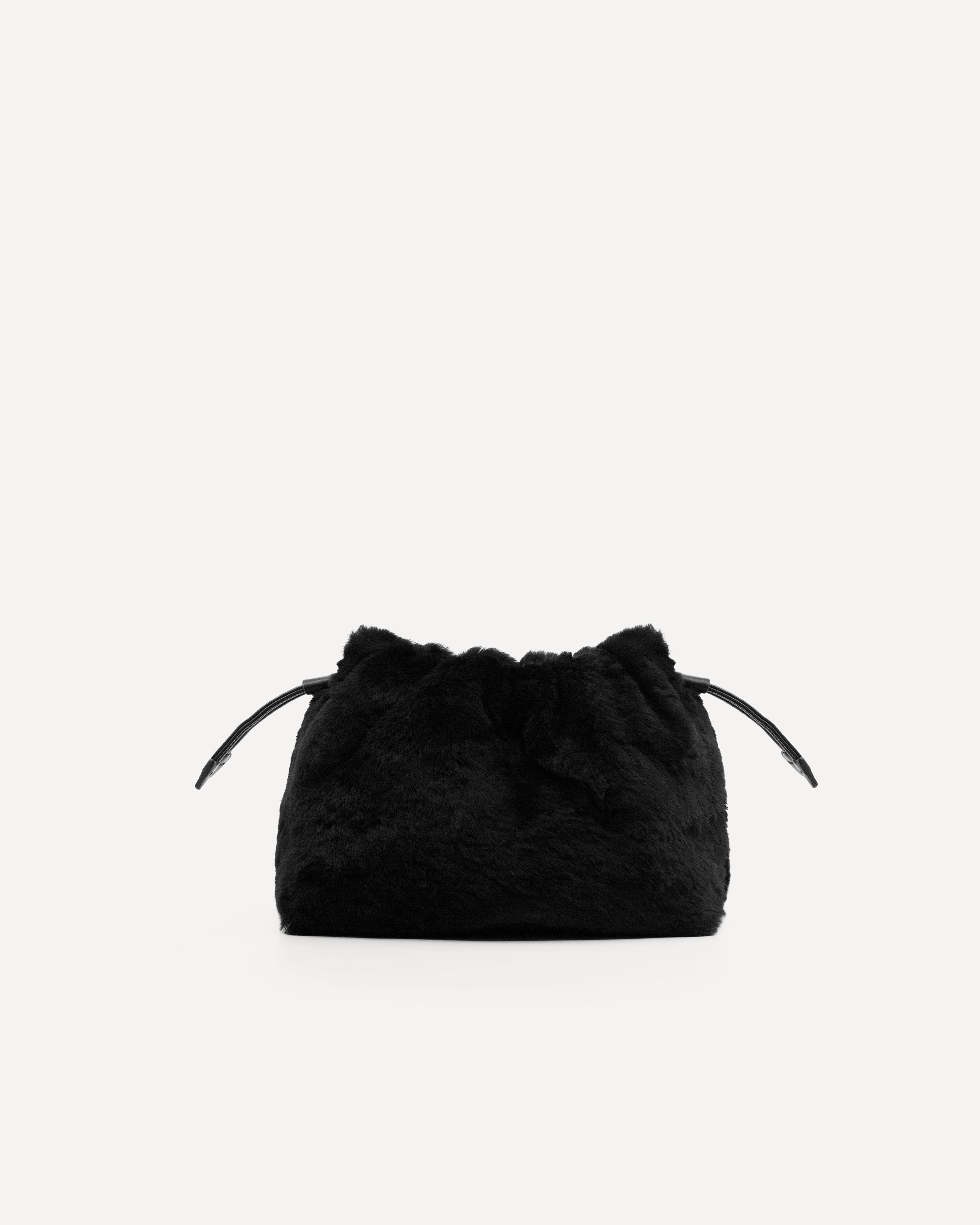 Alexandra Petite Drawstring | Black Shearling