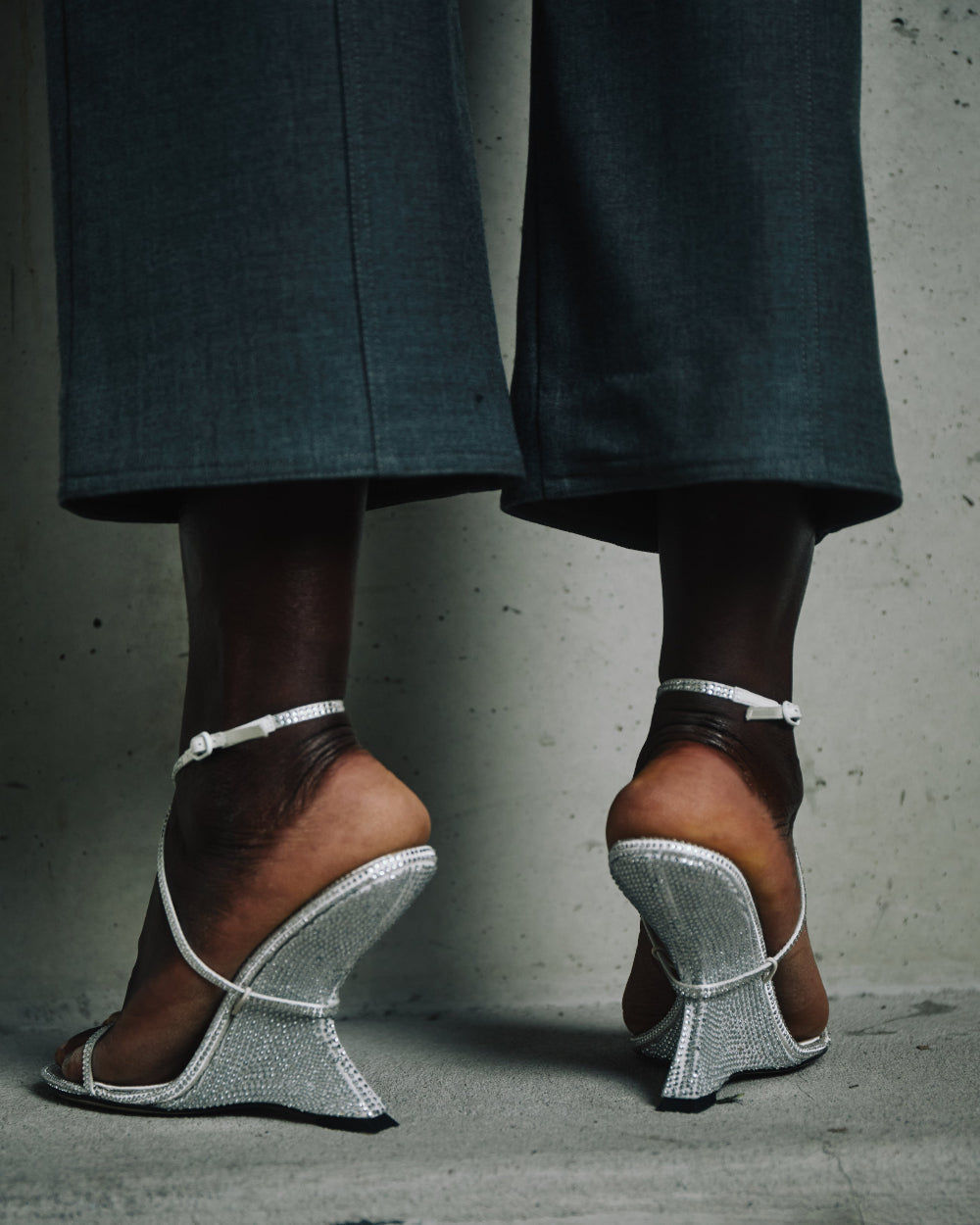 Halter 90 Wedge | White Diamante