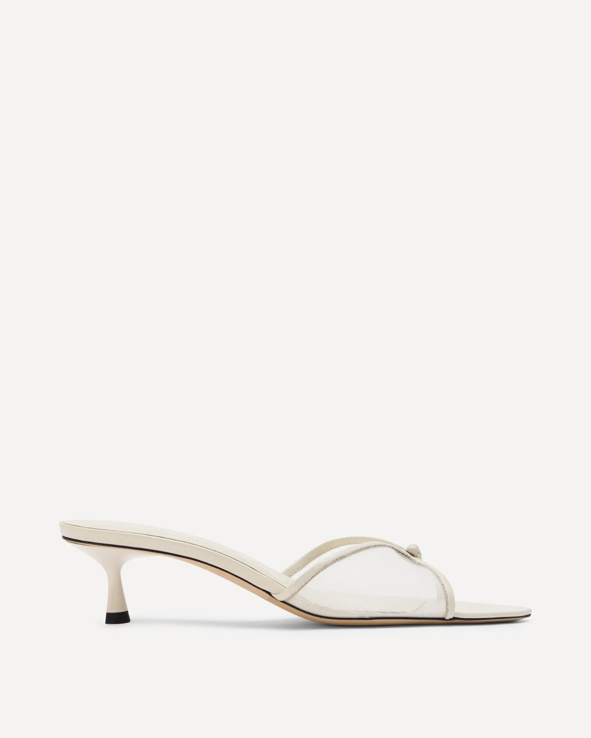 white kitten sandal with pointed toe shape
