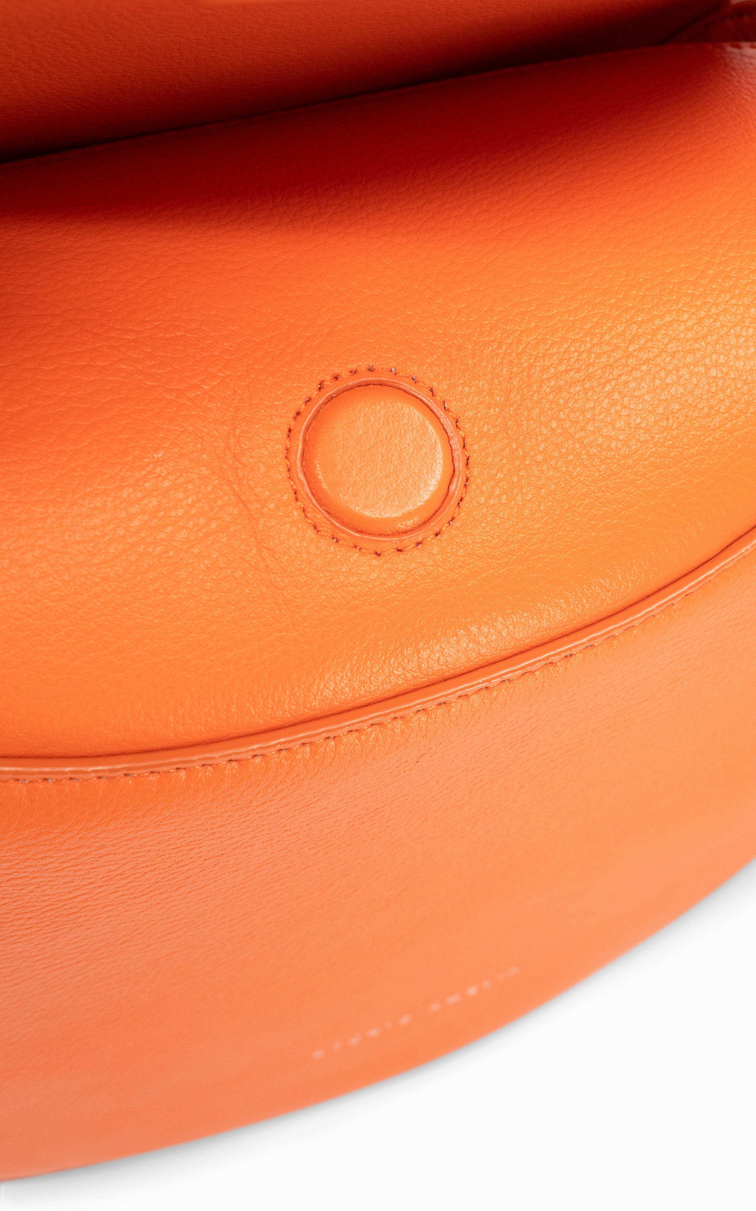 orange premium leather round handbag
