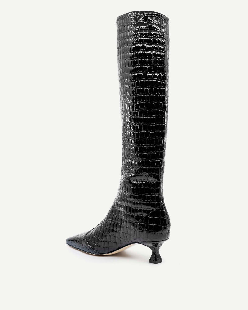 Maverick Calf Boot | Black Crocodile