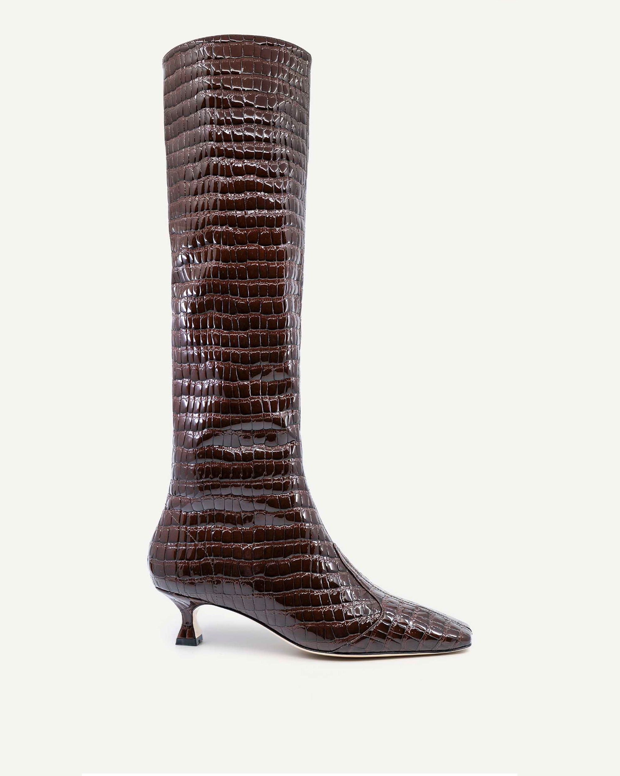 Maverick Calf Boot | Burgundy Crocodile
