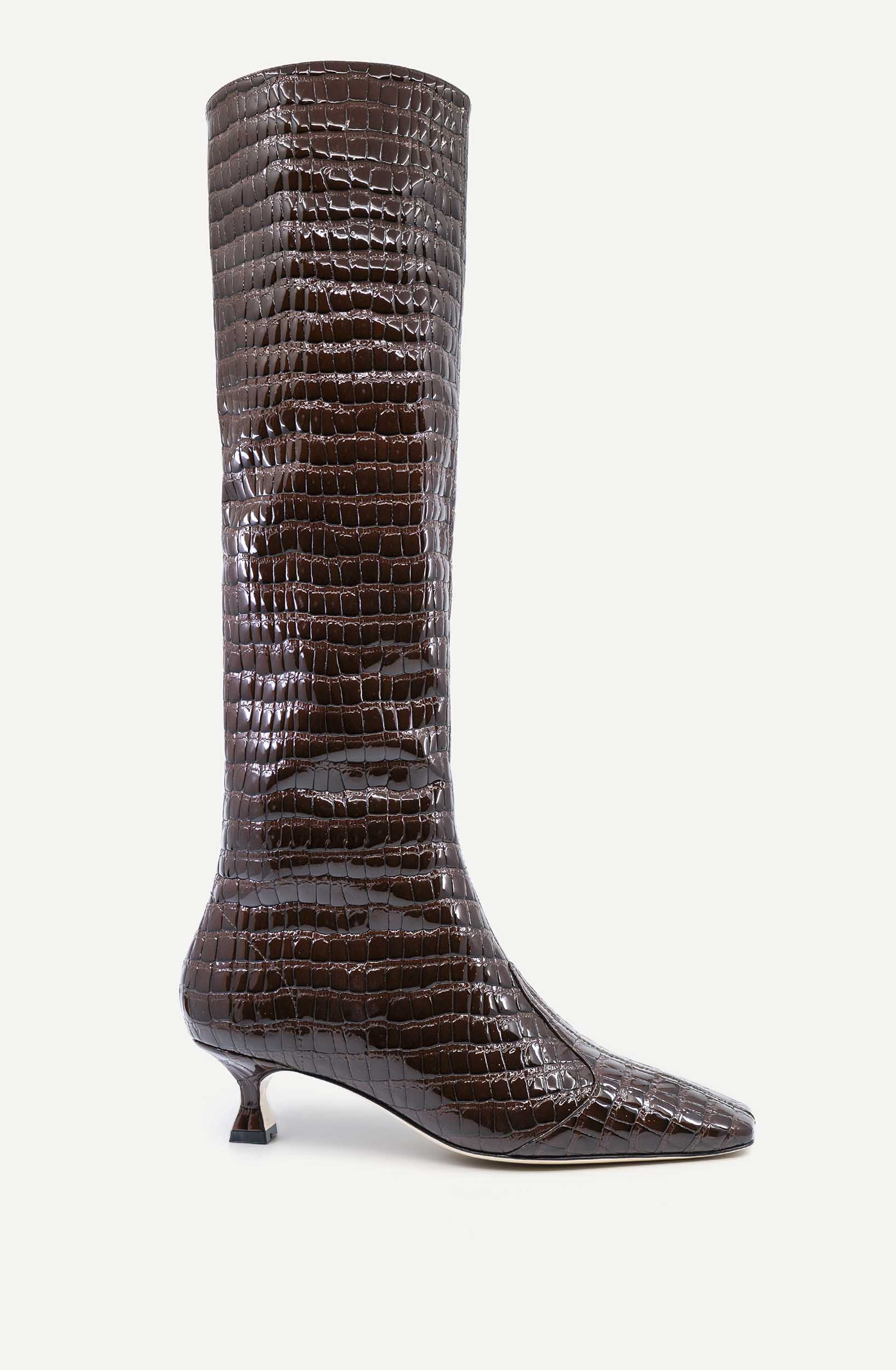 Maverick Calf Boot | Burgundy Crocodile