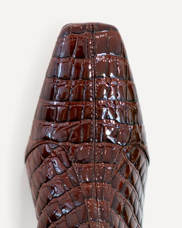 Maverick Calf Boot | Burgundy Crocodile