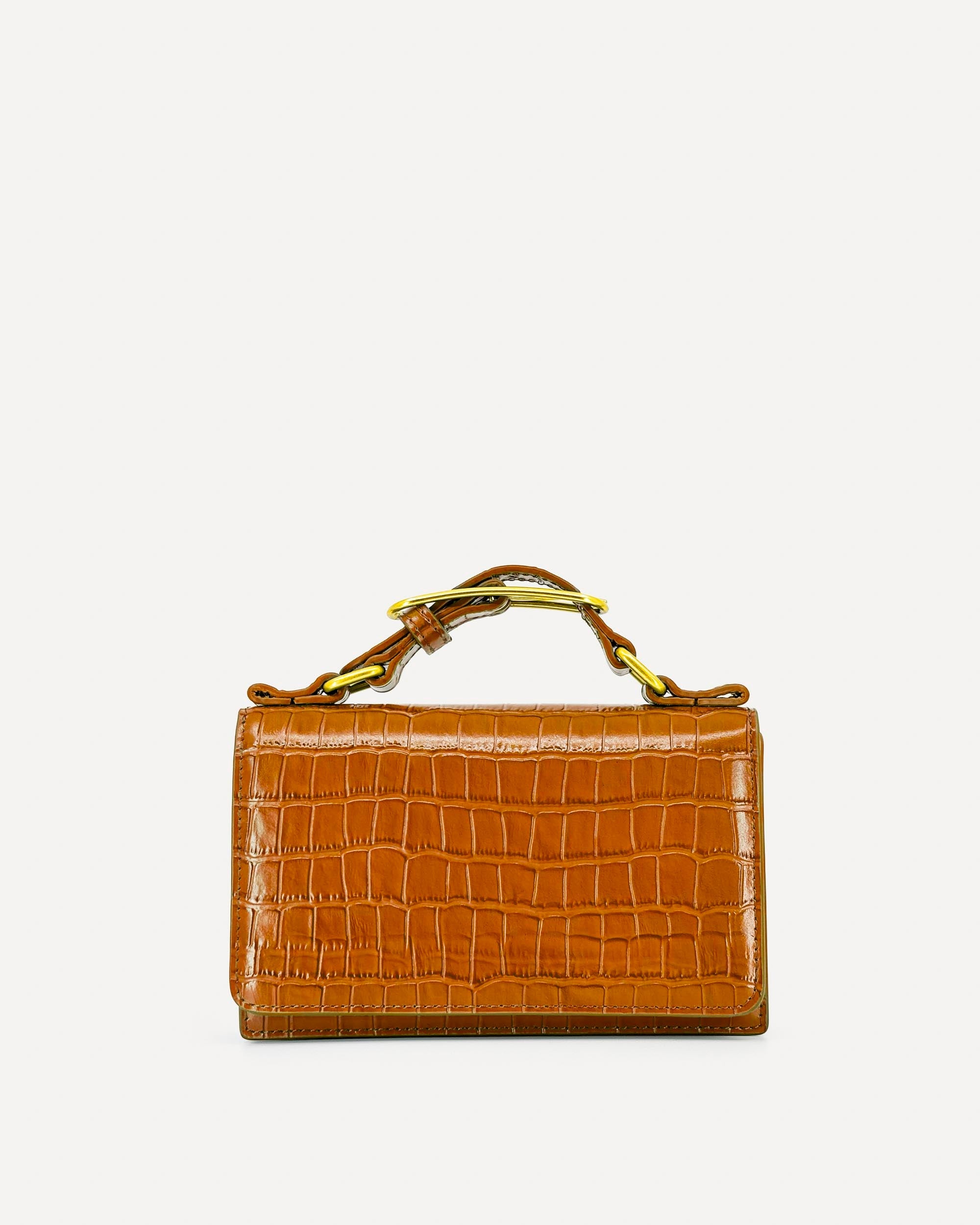 Audrey Mini Clutch | Tan Crocodile