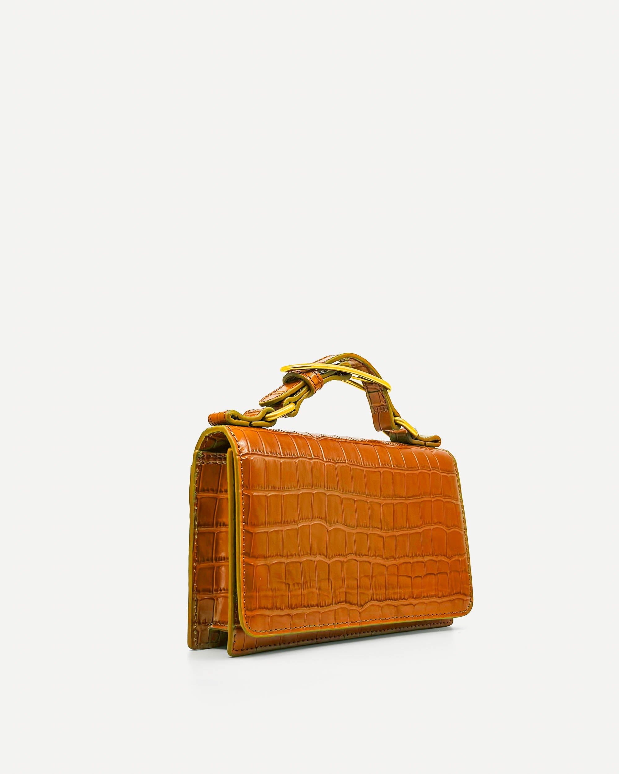 Audrey Mini Clutch | Tan Crocodile