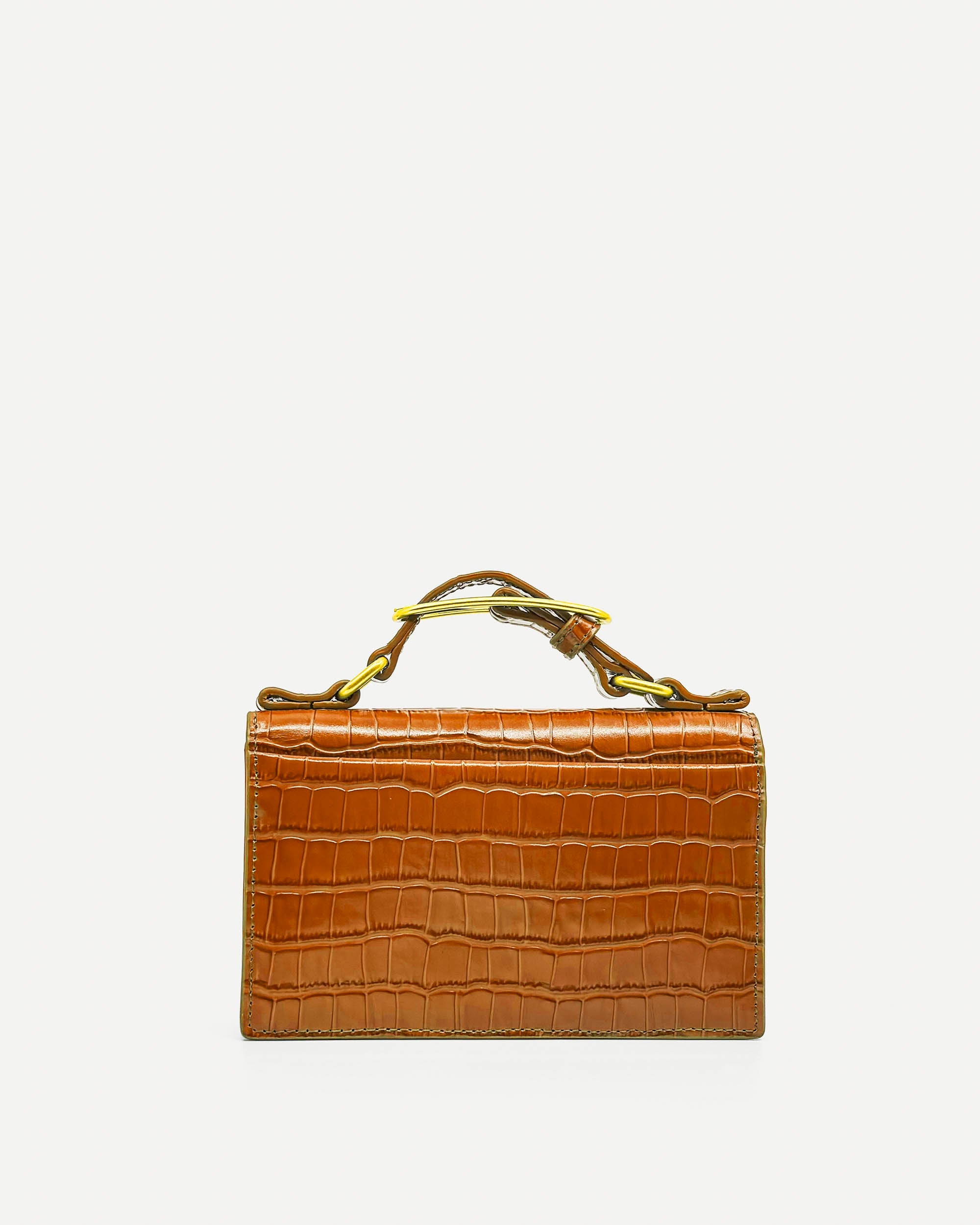 Audrey Mini Clutch | Tan Crocodile