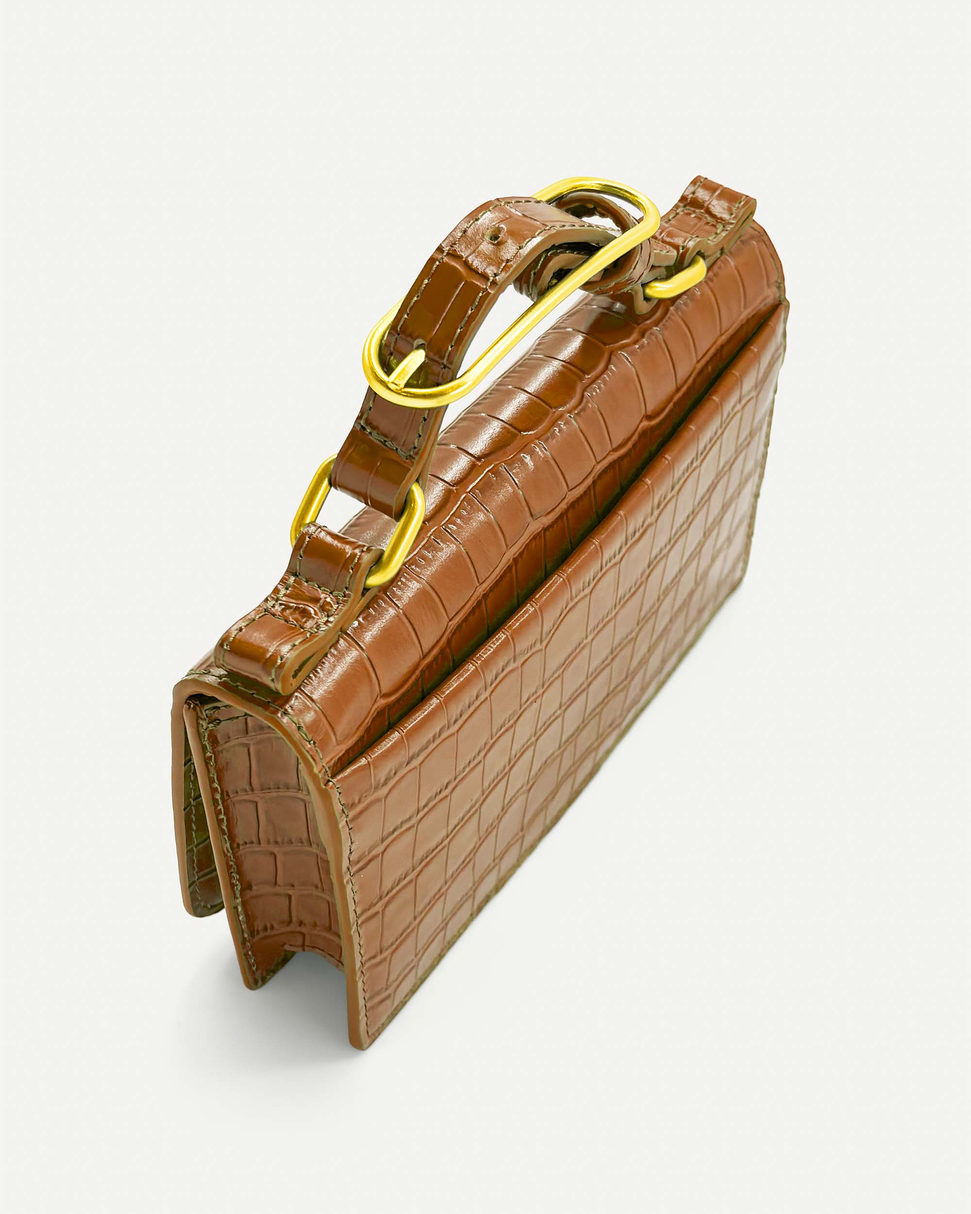 Audrey Mini Clutch | Tan Crocodile