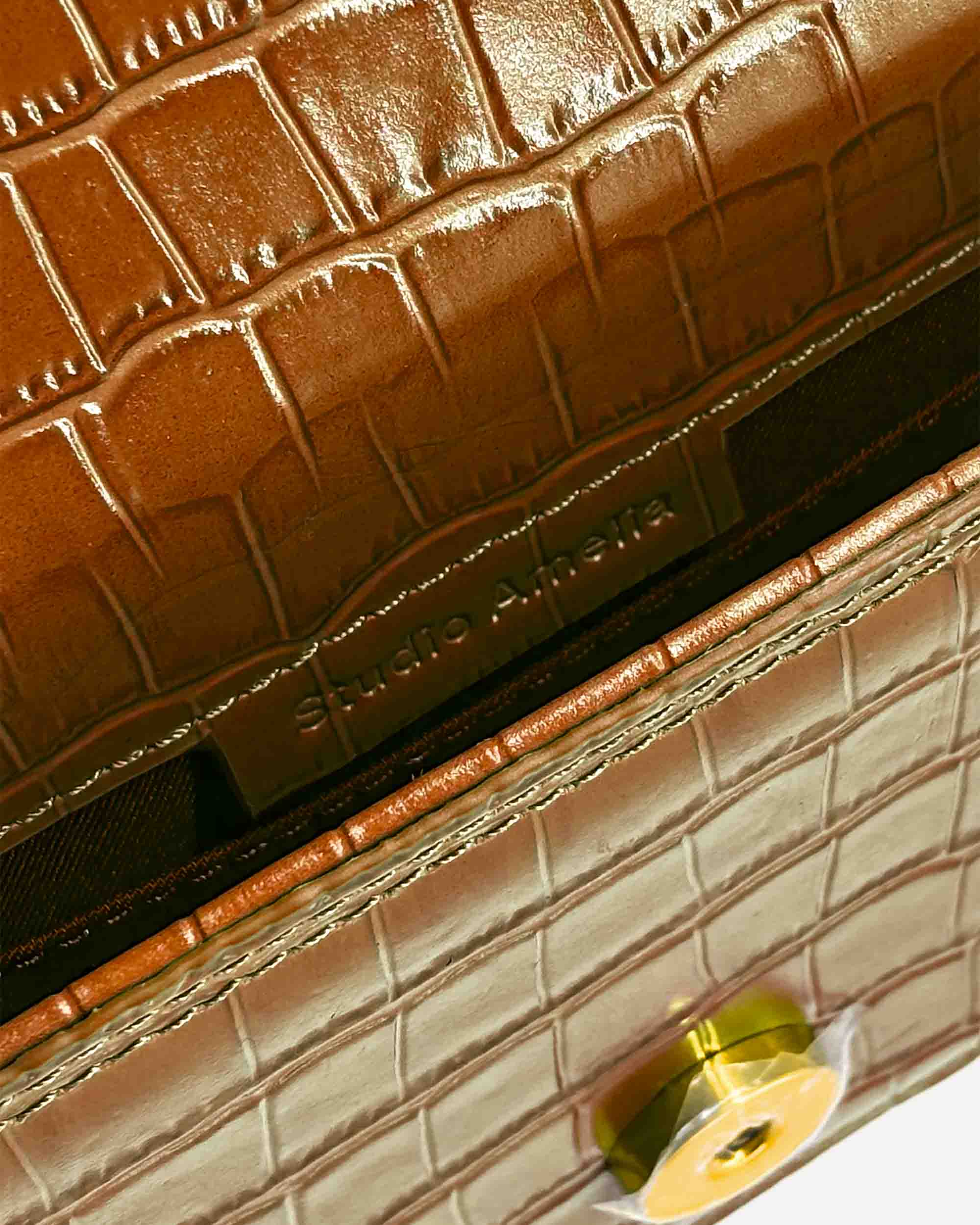 Audrey Mini Clutch | Tan Crocodile