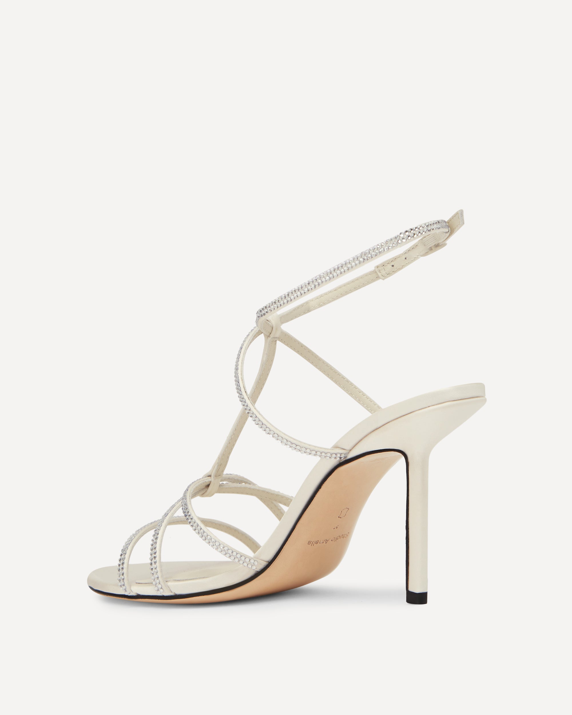 White strappy high heels with silver diamantes