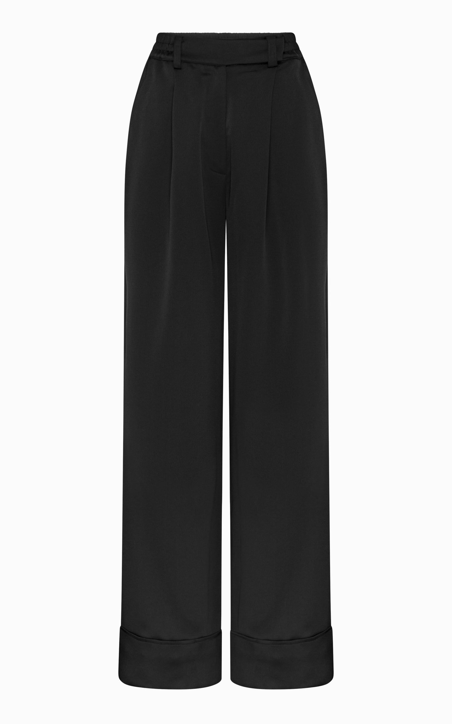 Black Lounge Pants Silk Comfort Front