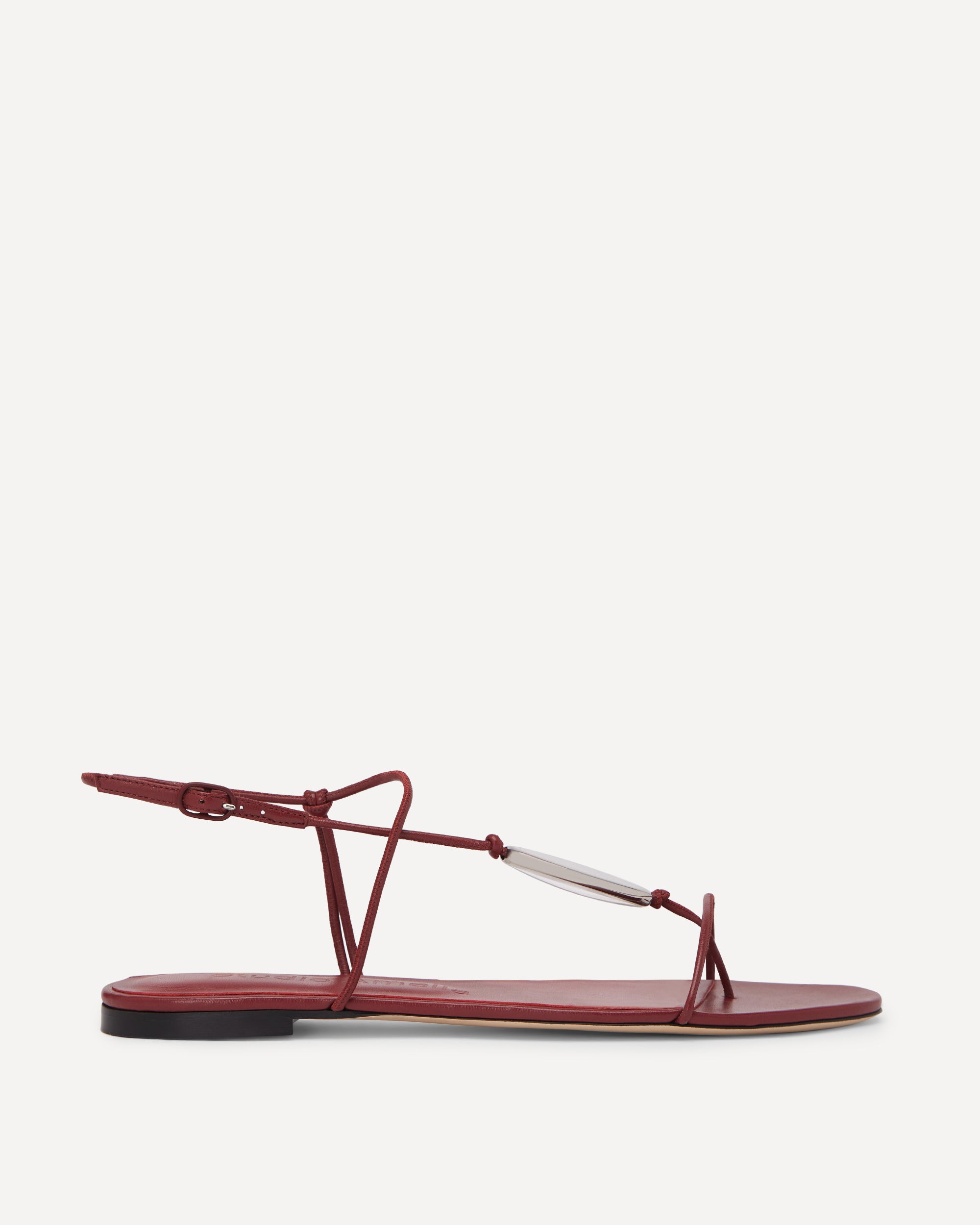 Wine coloured flat sandal with straps