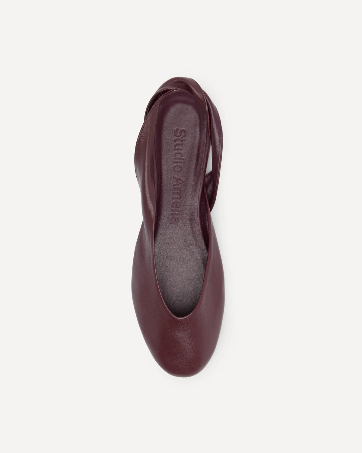 Burgundy leather flats with slingback design