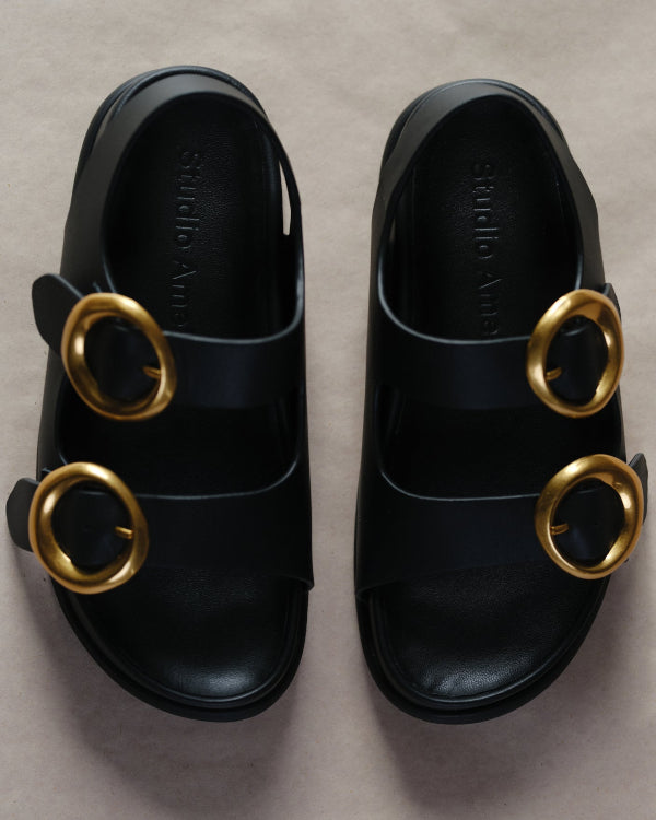 Allegra Chunky Flat Sandal | Black
