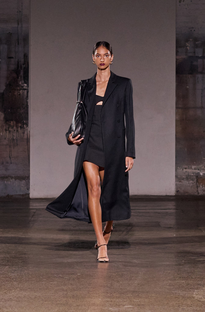 Triptych Spliced A Line Coat Black Studio Amelia