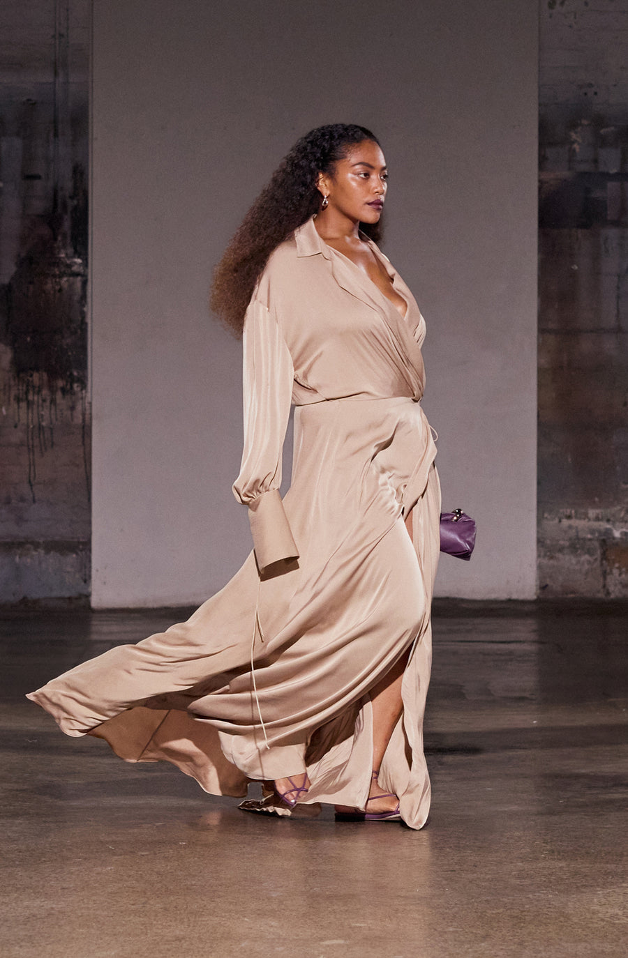 Alchemist Draped Wrap Maxi Dress | Chai - SAMPLE