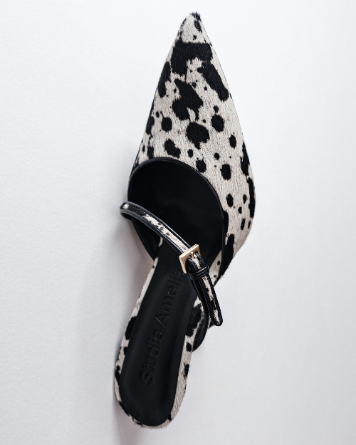 Dalmatian patterned pointed high heel