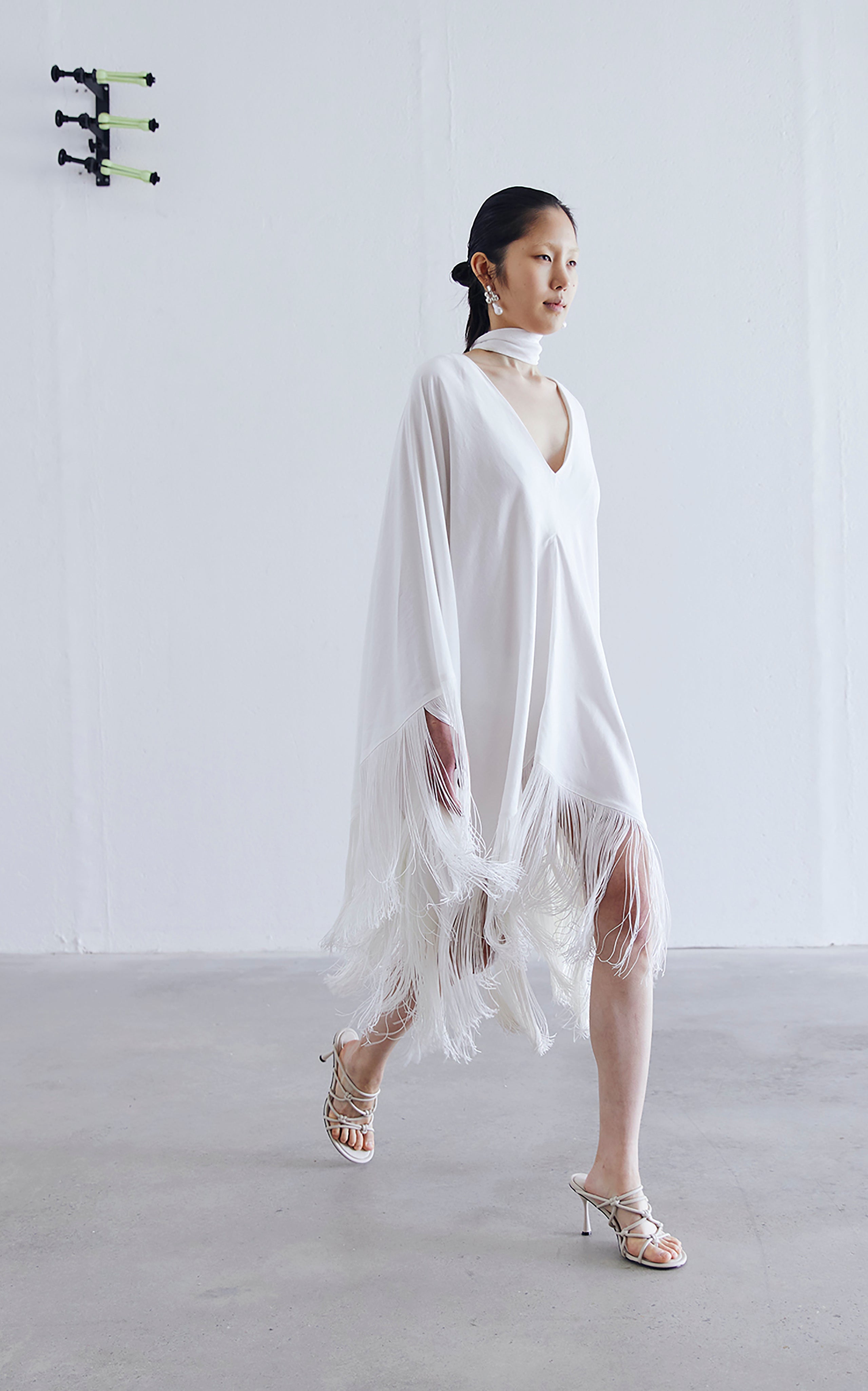 Acropolis Fringed Mini Kaftan | Ivory