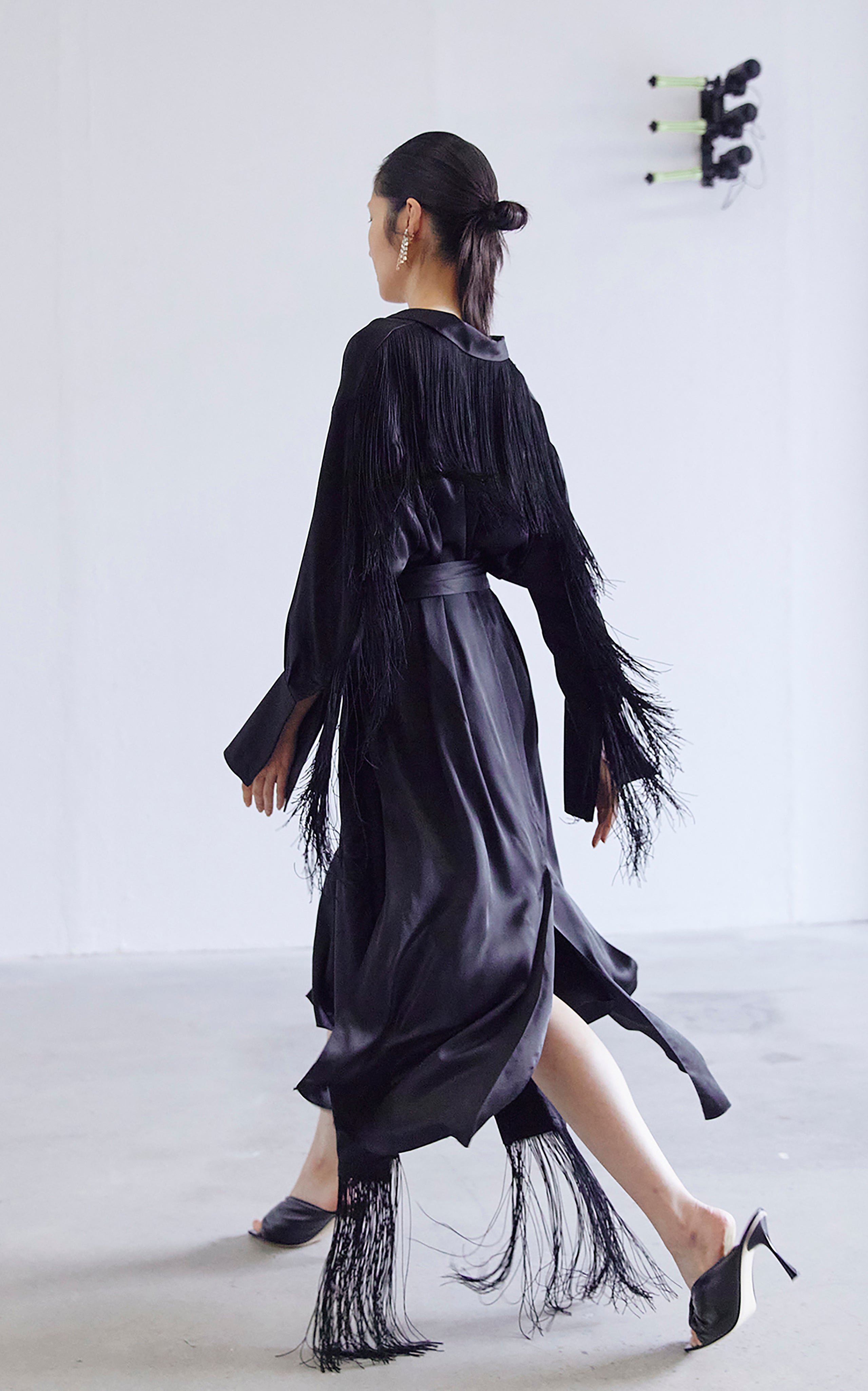 Nettle Fringed Shirt Dress | Black