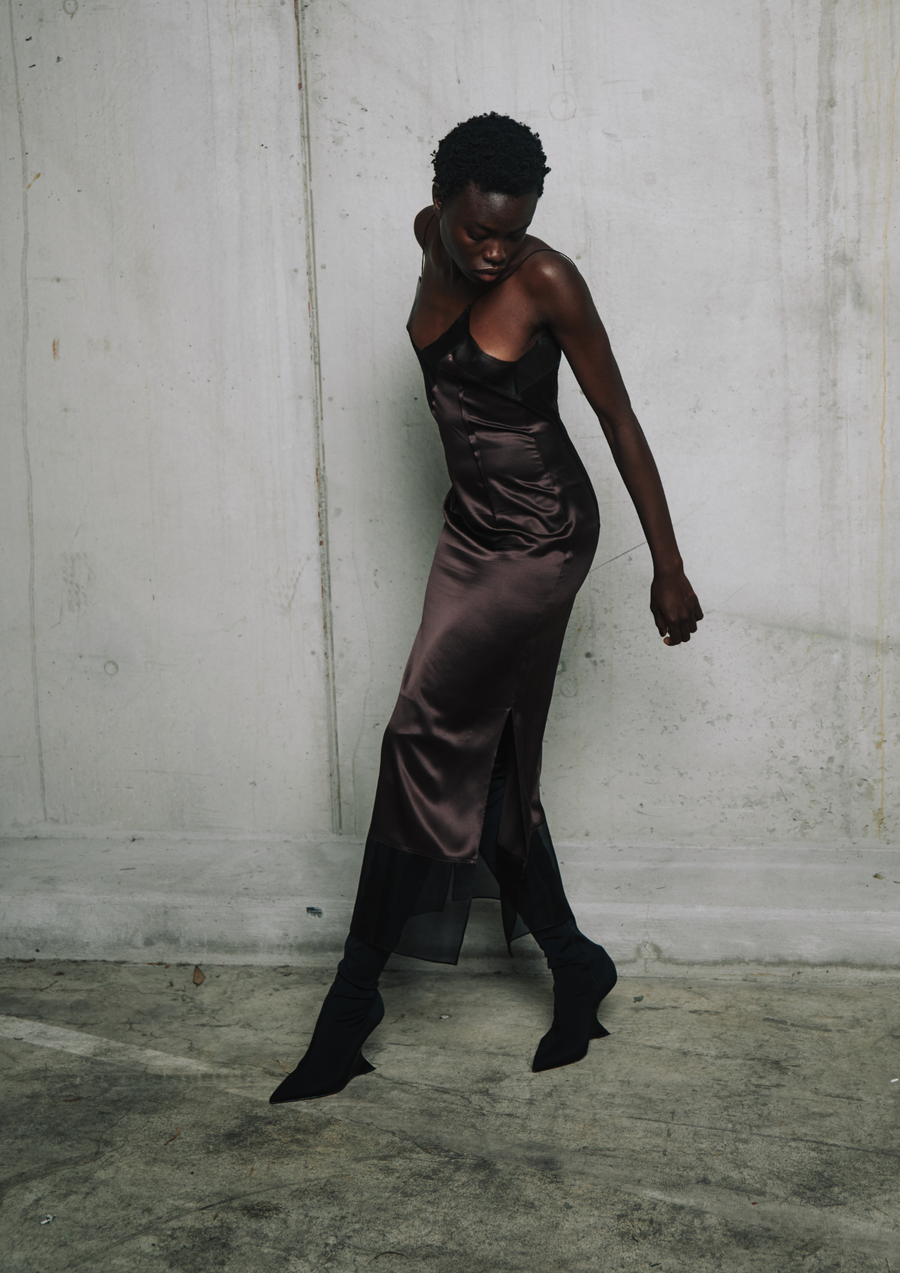 Elude Slip Dress | Chocolate - SAMPLE