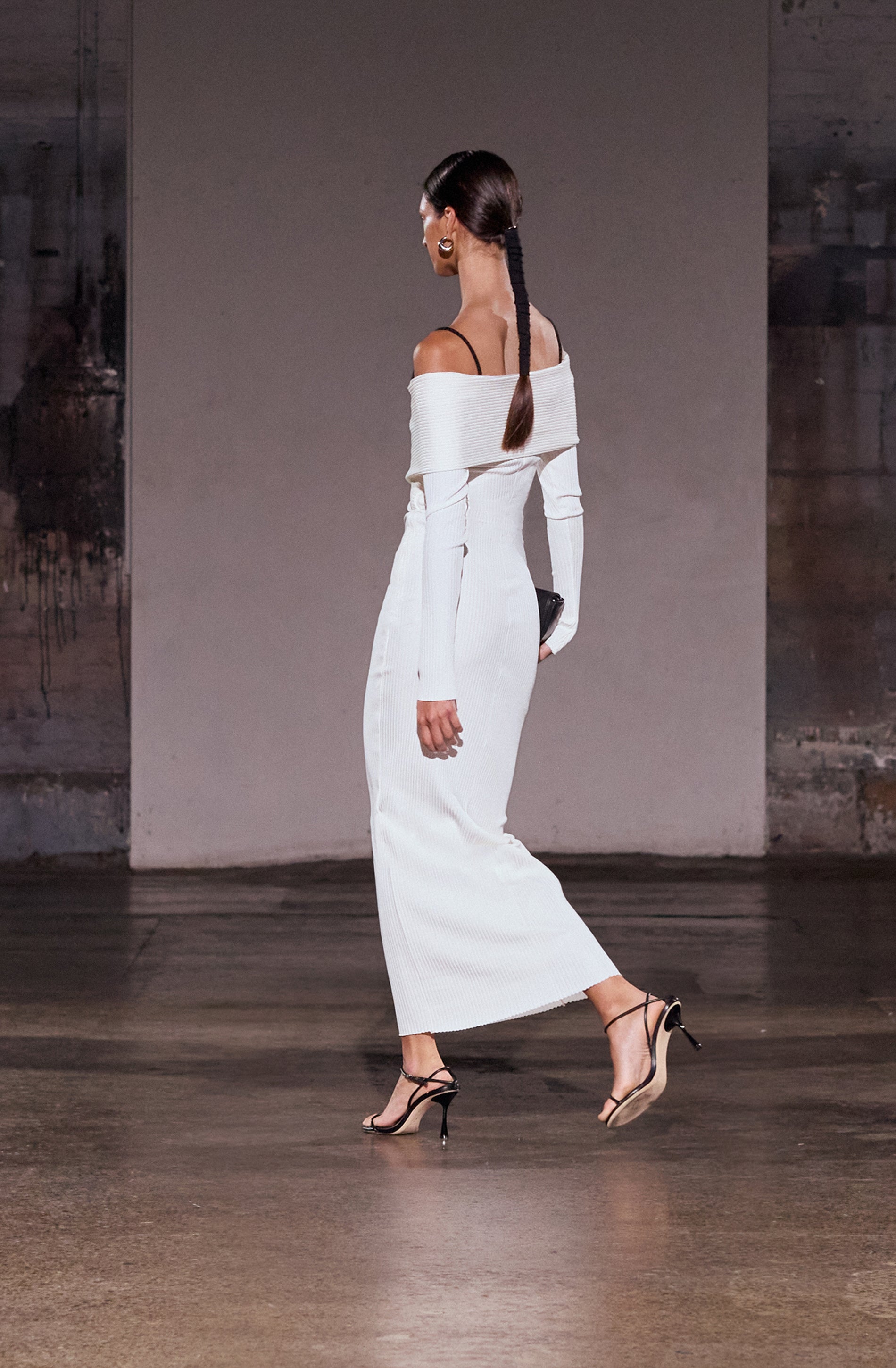 Boa Wrapped Rib Dress | Ivory