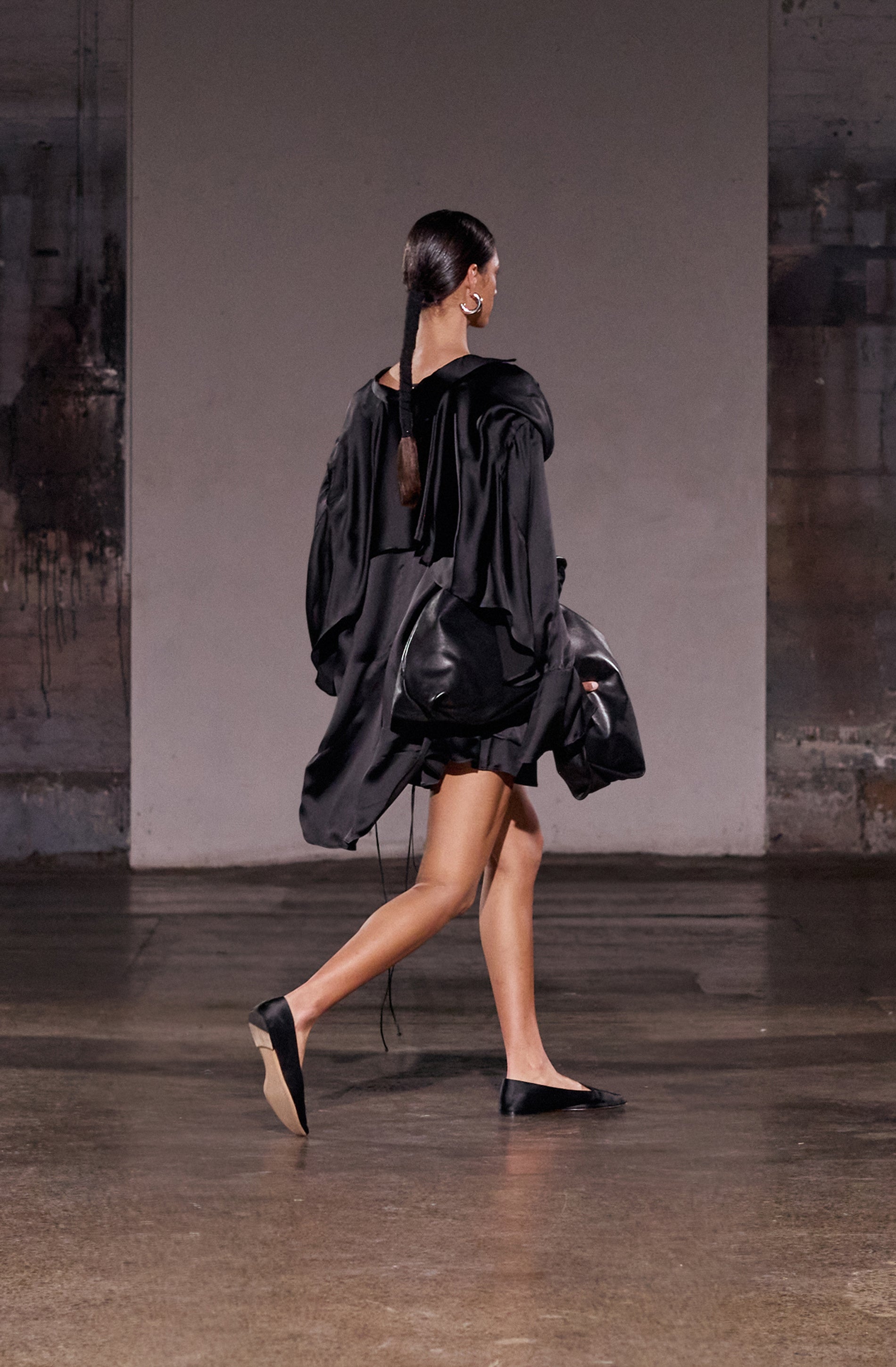 Magma Draped Back Shirt | Black Silk