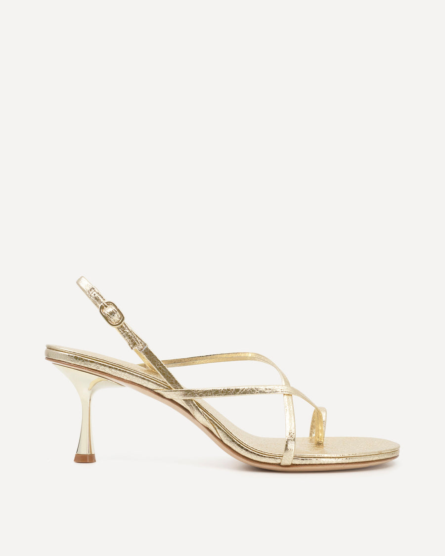 gold leather high heel