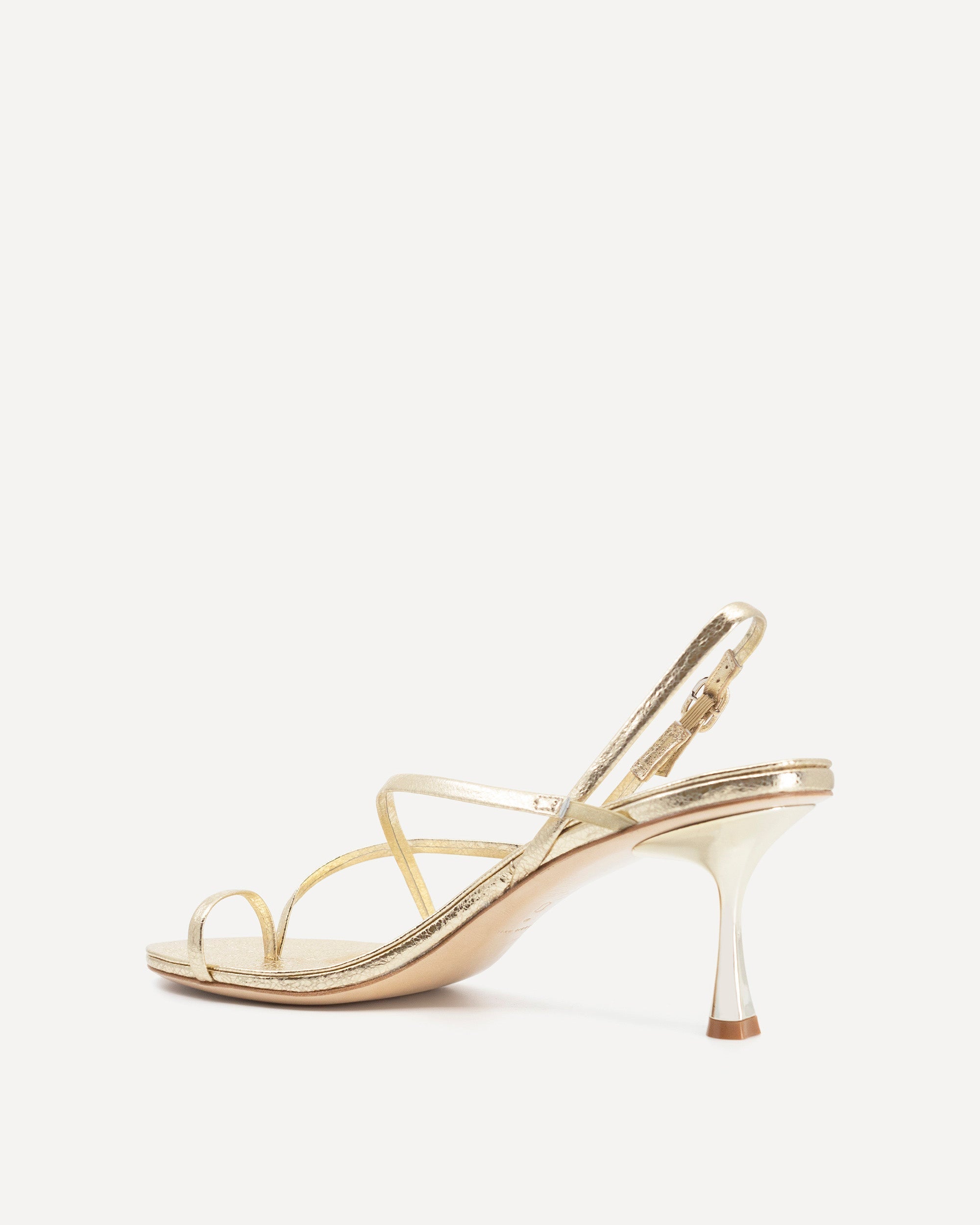 Strappy gold leather high heel