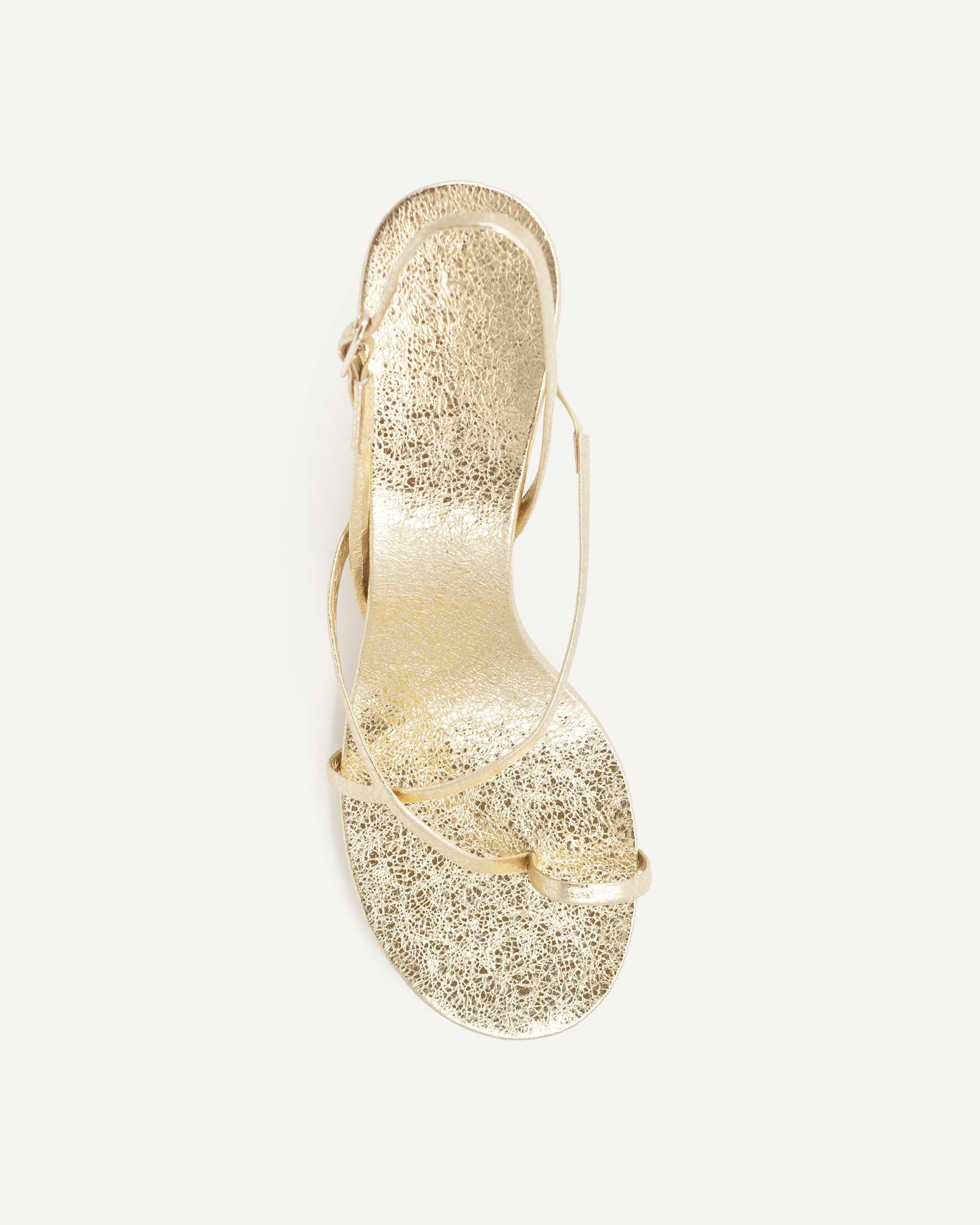Gold leather high heel with straps