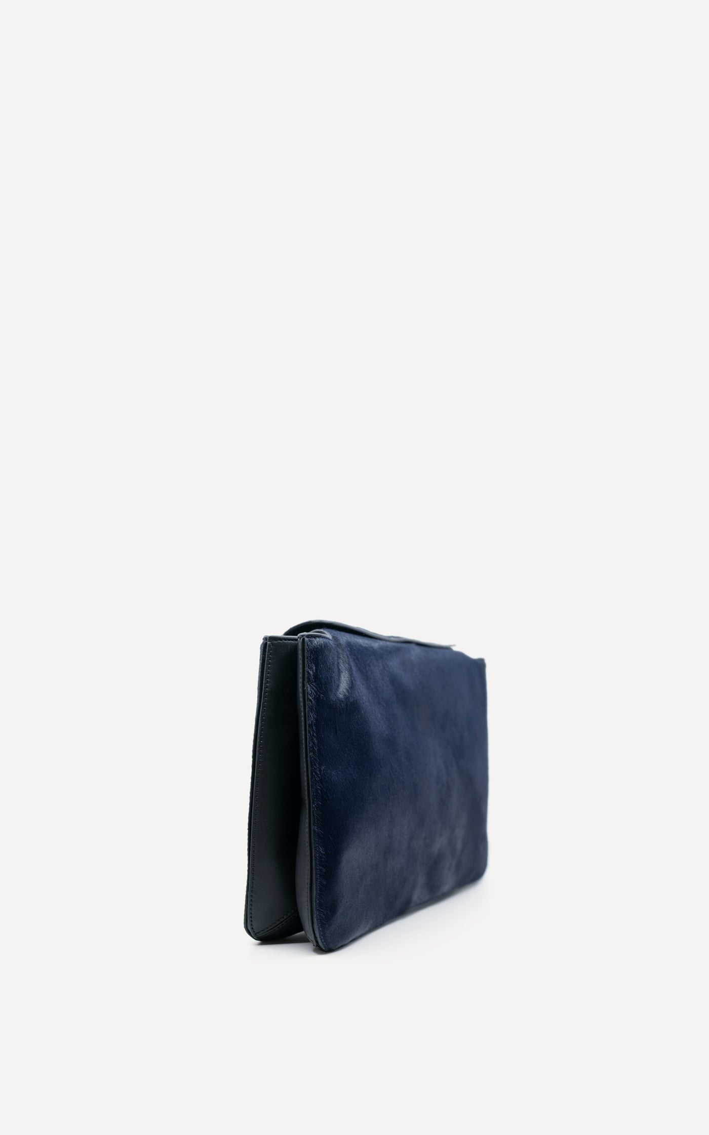 navy purse made with pony hair 