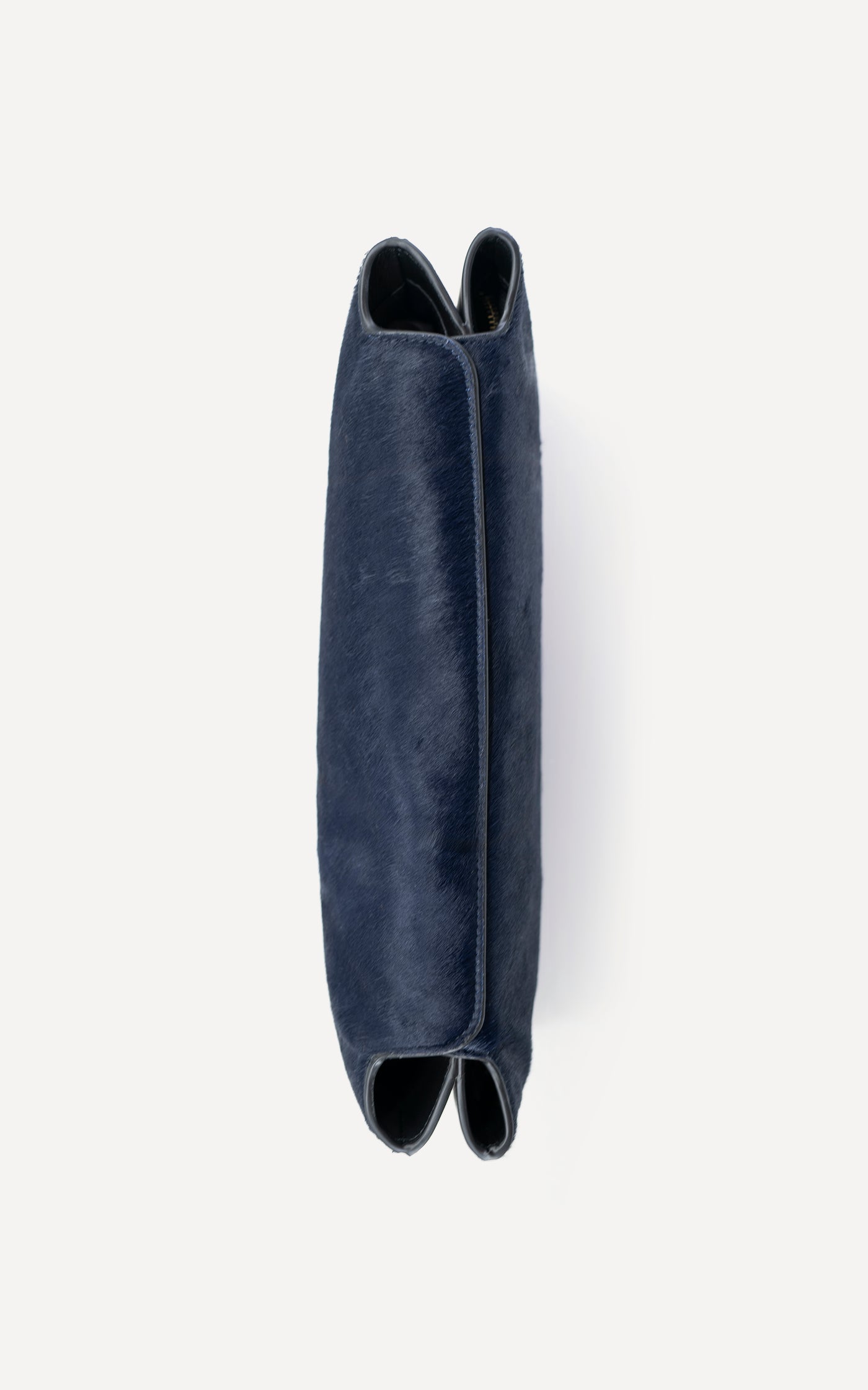 navy purse made with pony hair 
