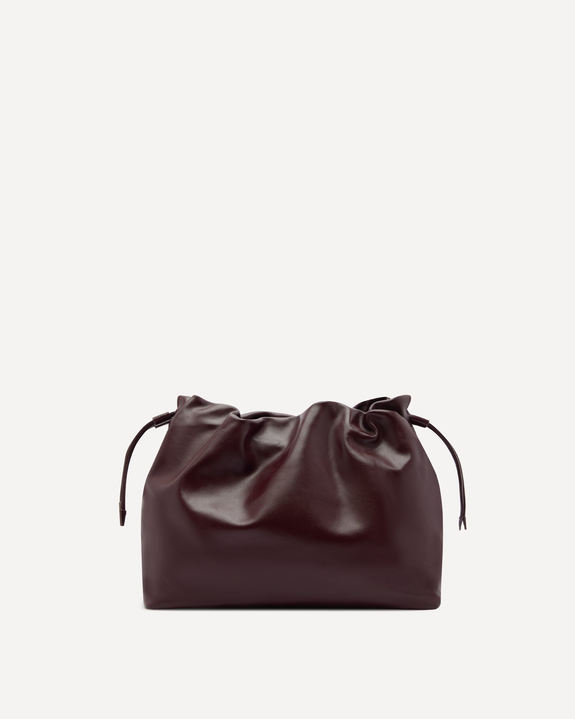 Burgundy leather handbag for women