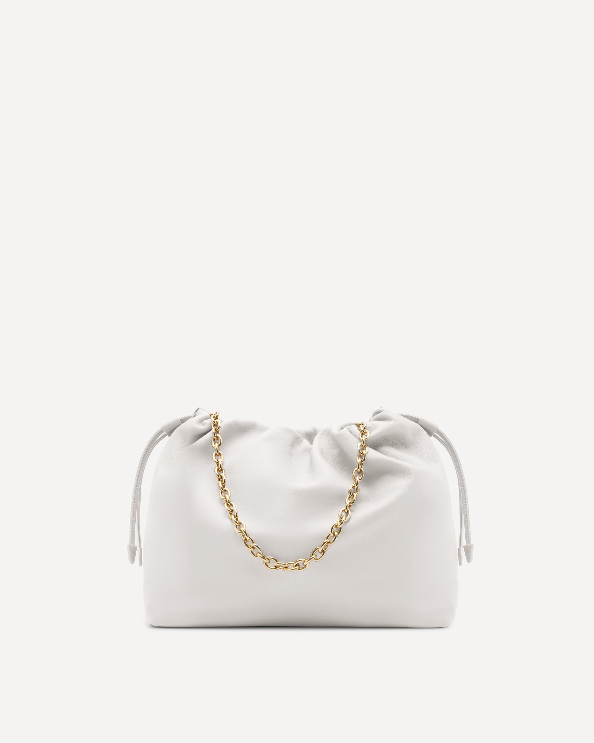 White leather handbag with gold chain