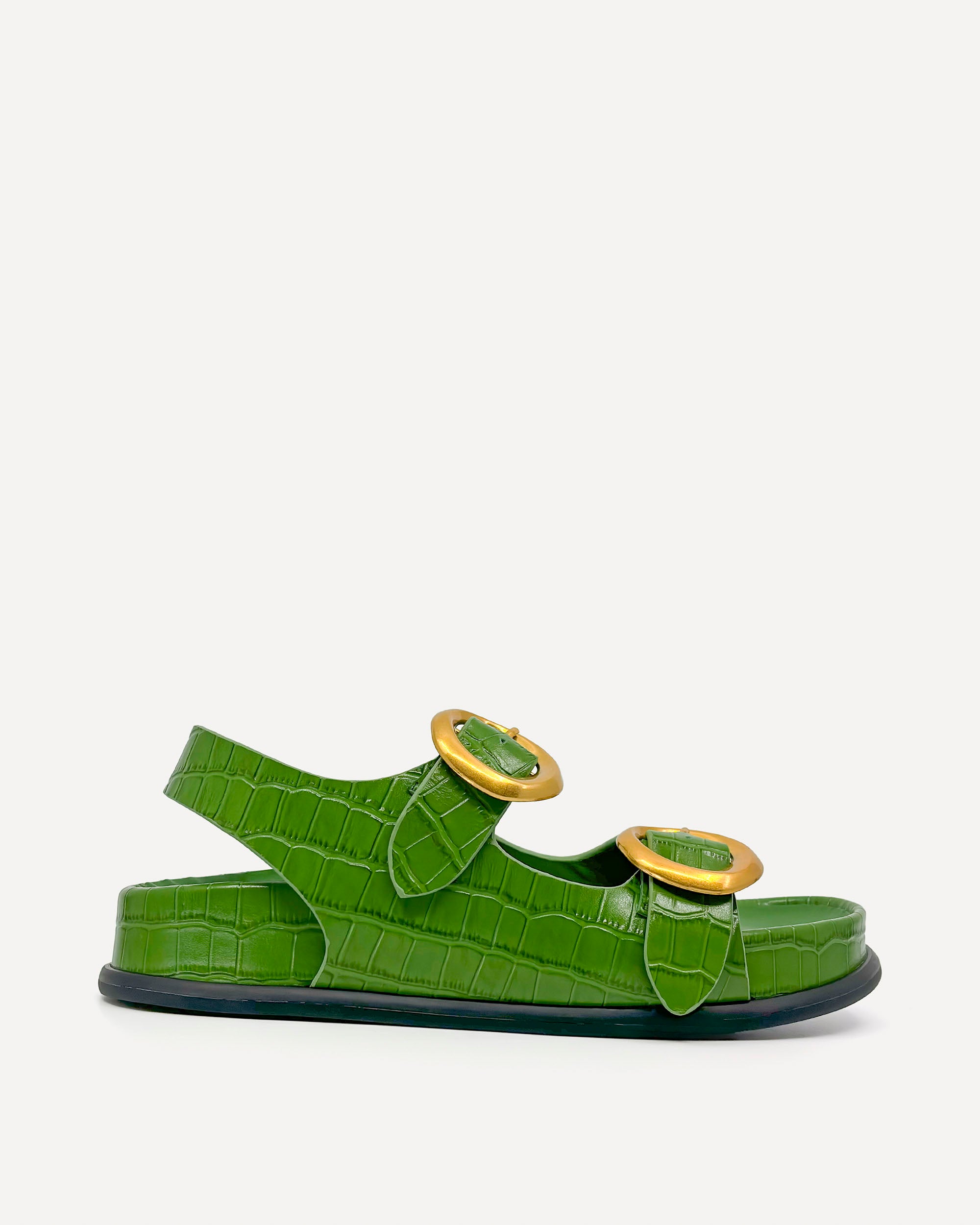 Allegra Chunky Flat Sandal | Sage Crocodile