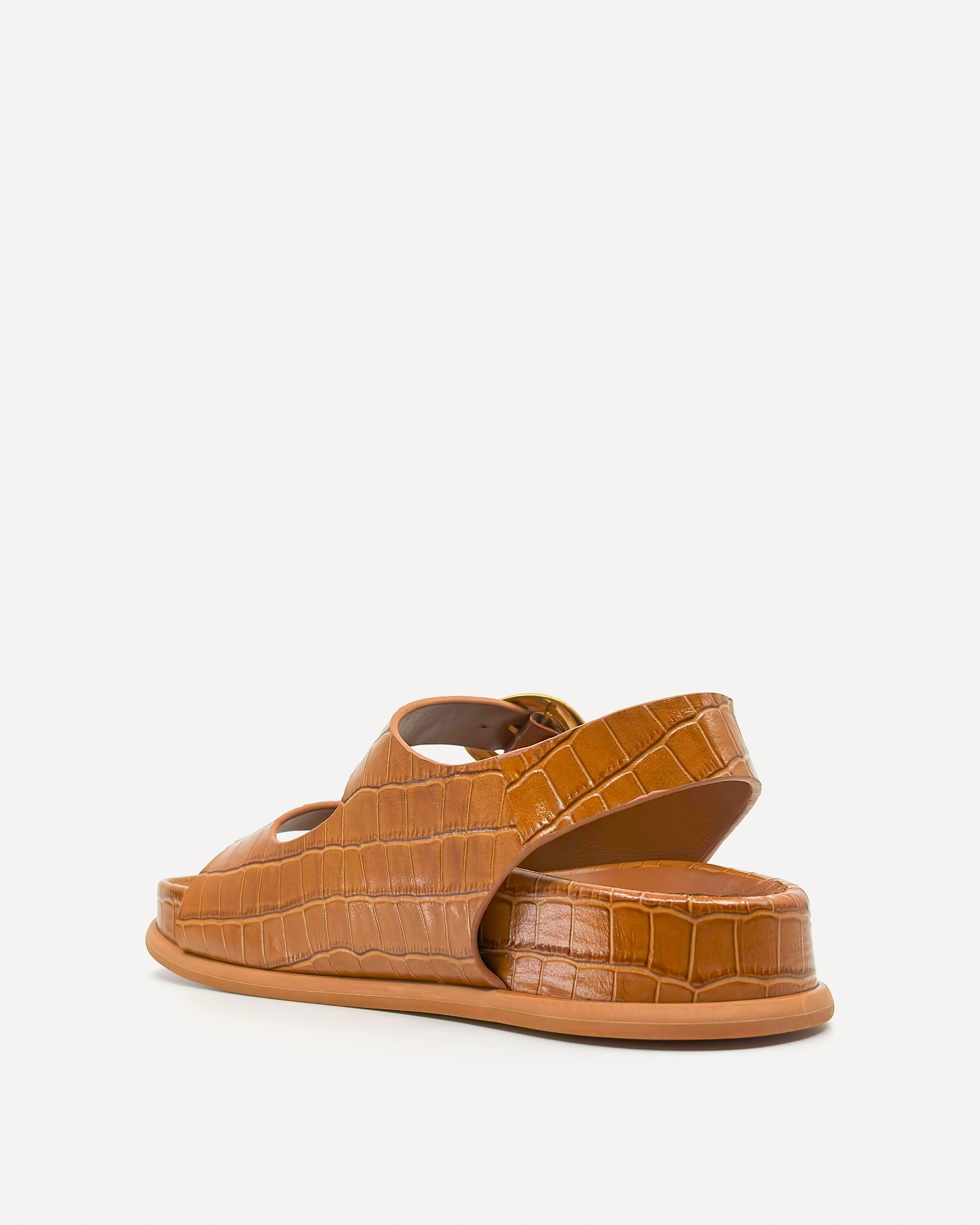 Allegra Chunky Flat Sandal | Tan Crocodile