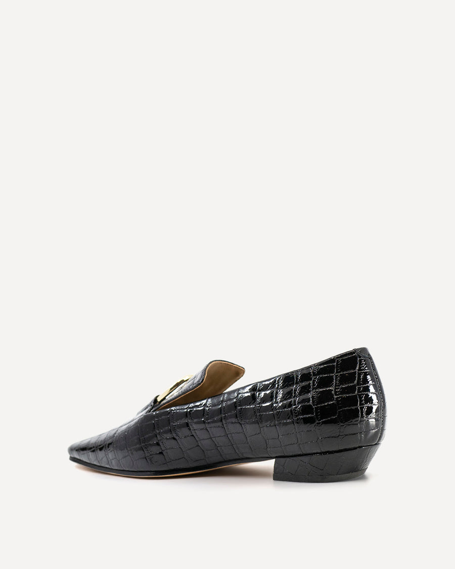Austin Loafer | Black Crocodile
