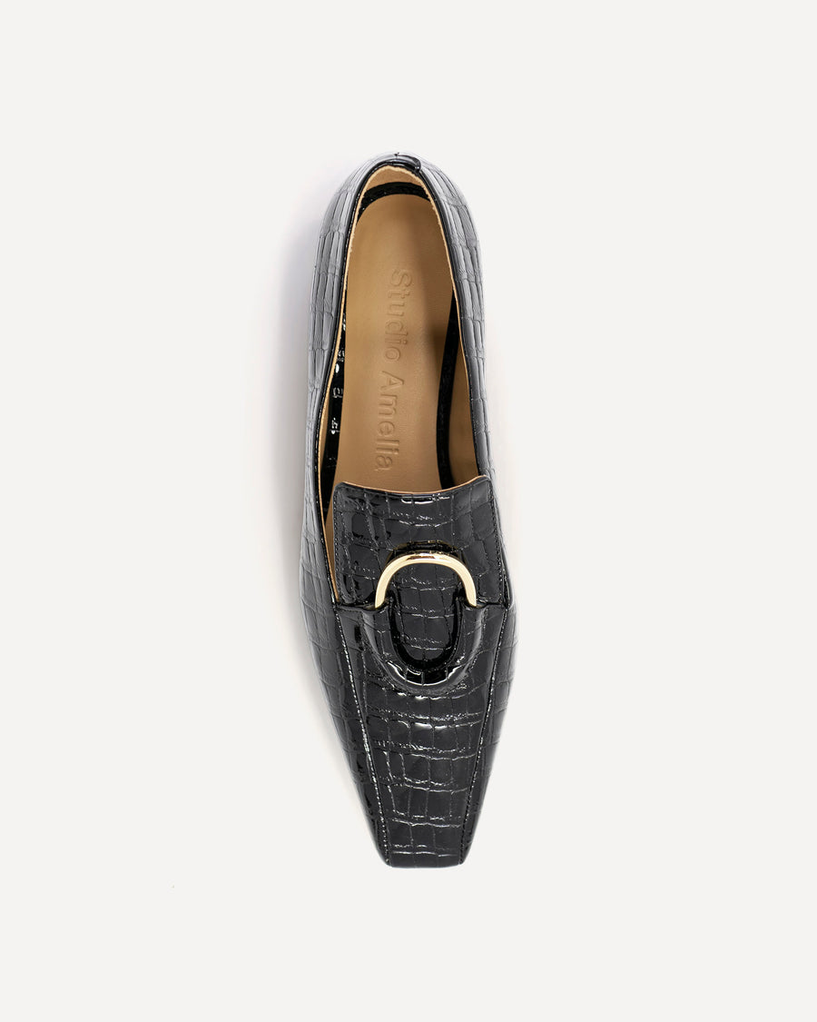 Austin Loafer | Black Crocodile