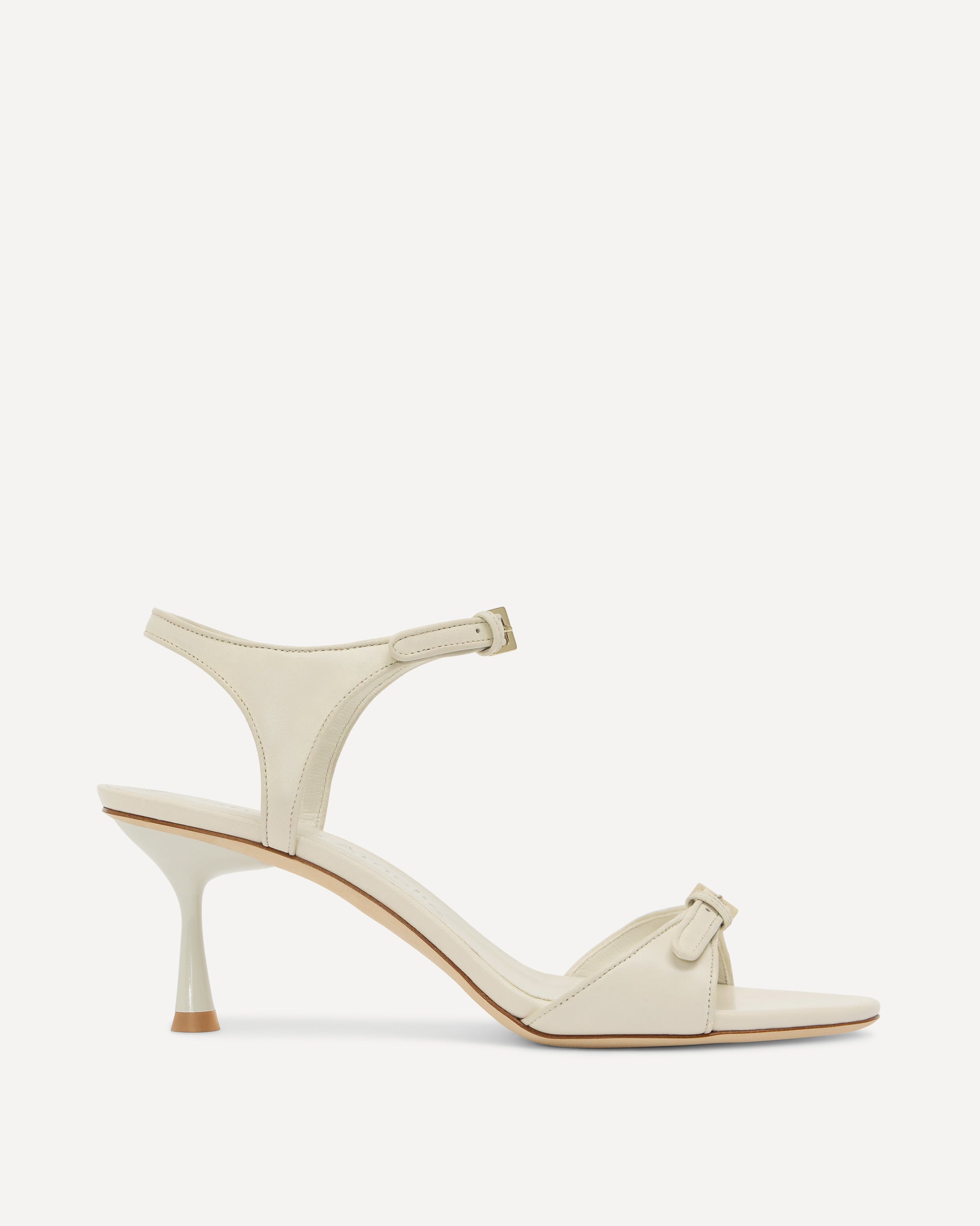 Cream high-heeled sandals with mid heel height