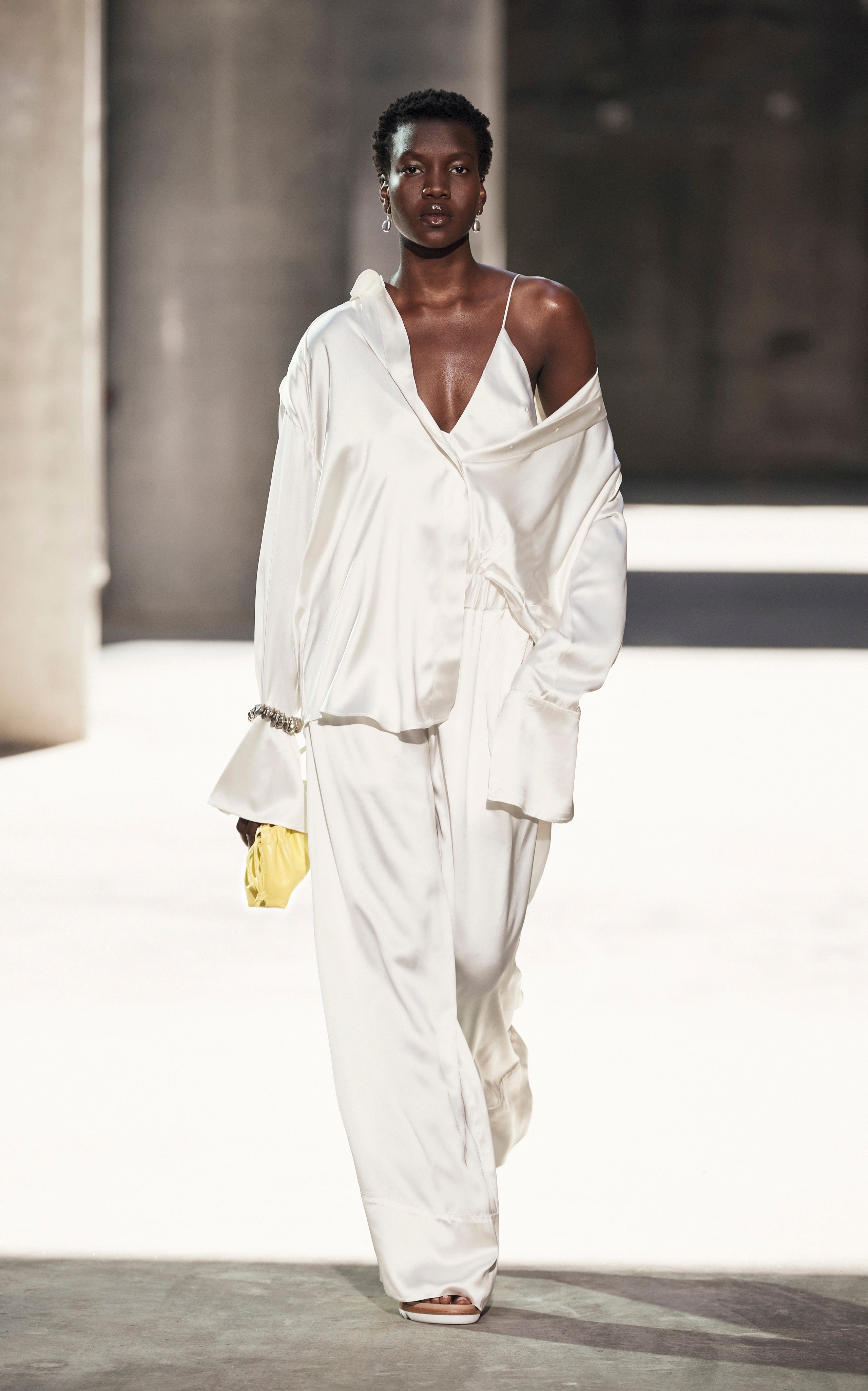Fluid Palazzo Pant | Ivory Viscose