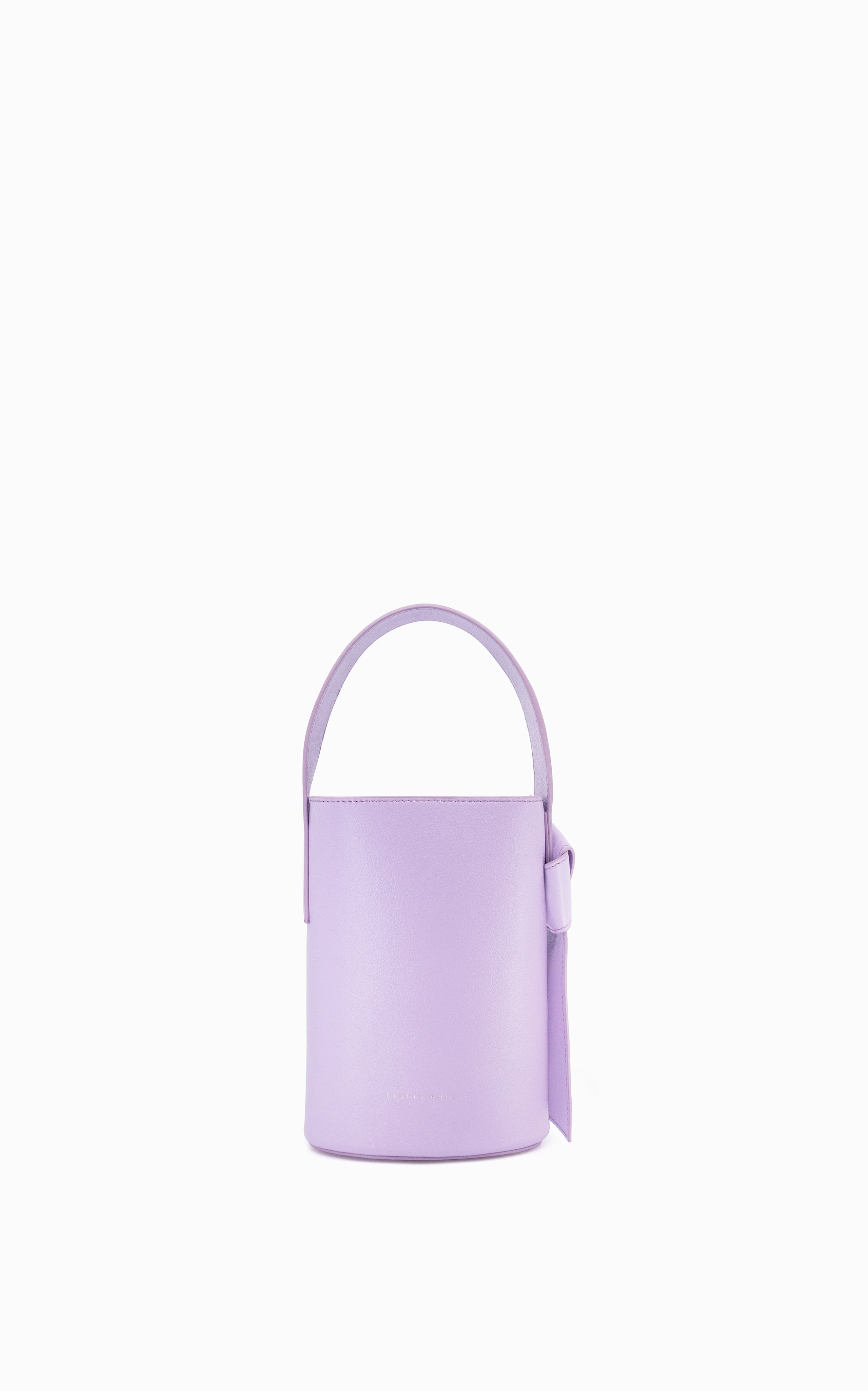 purple lilac bucket leather handbag