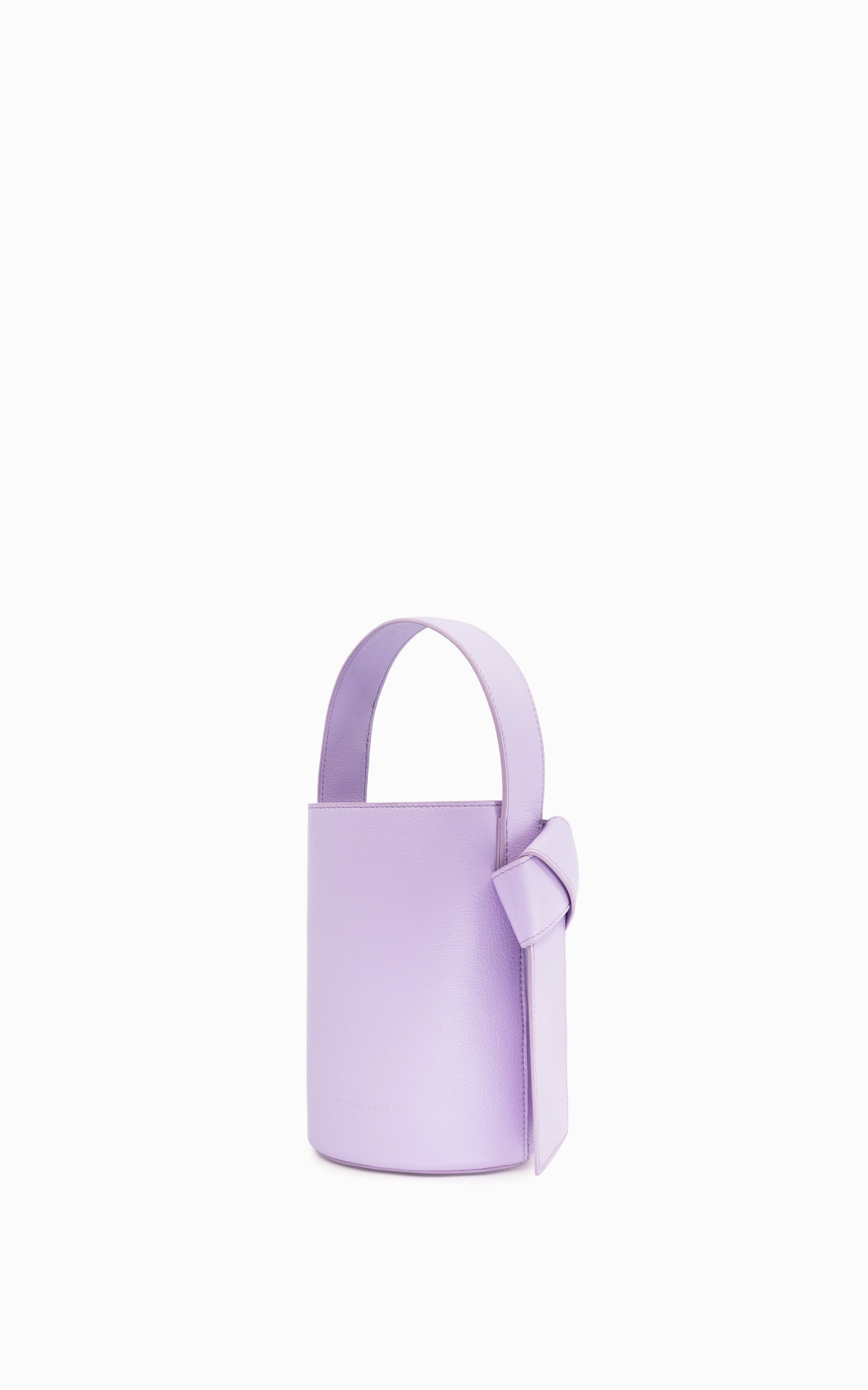 purple lilac bucket leather handbag