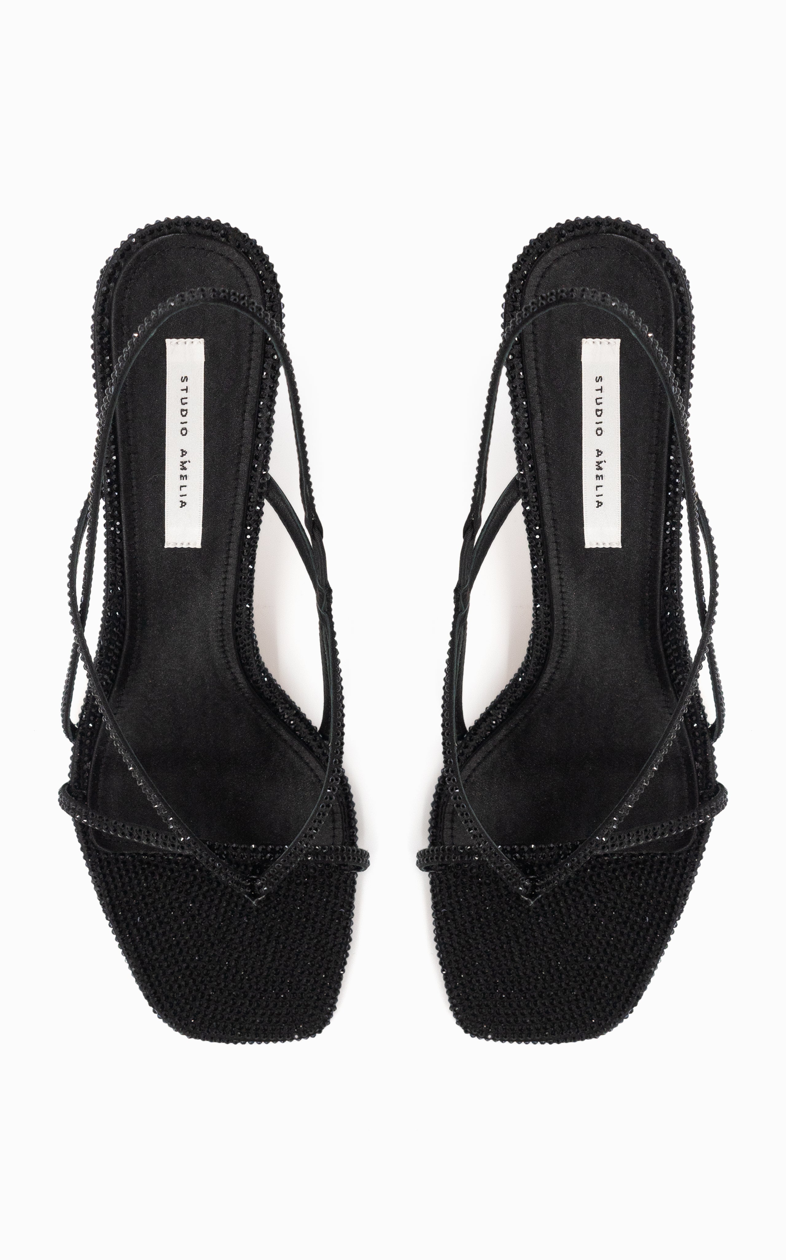 Flip Flop 75 Heel Black Diamante Studio Amelia