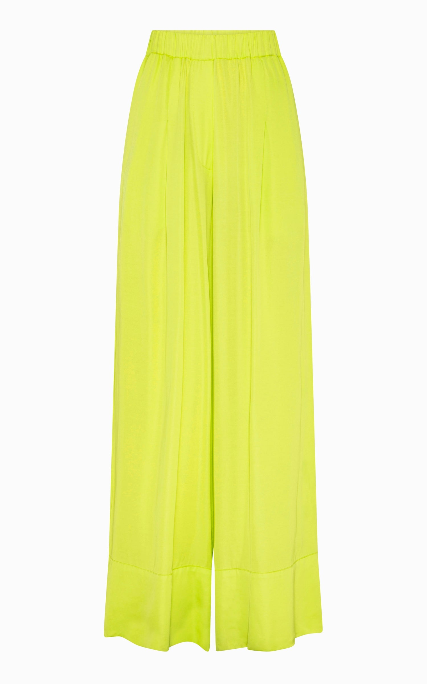 Comfortable Stretchy Silk Pants Yellow Front