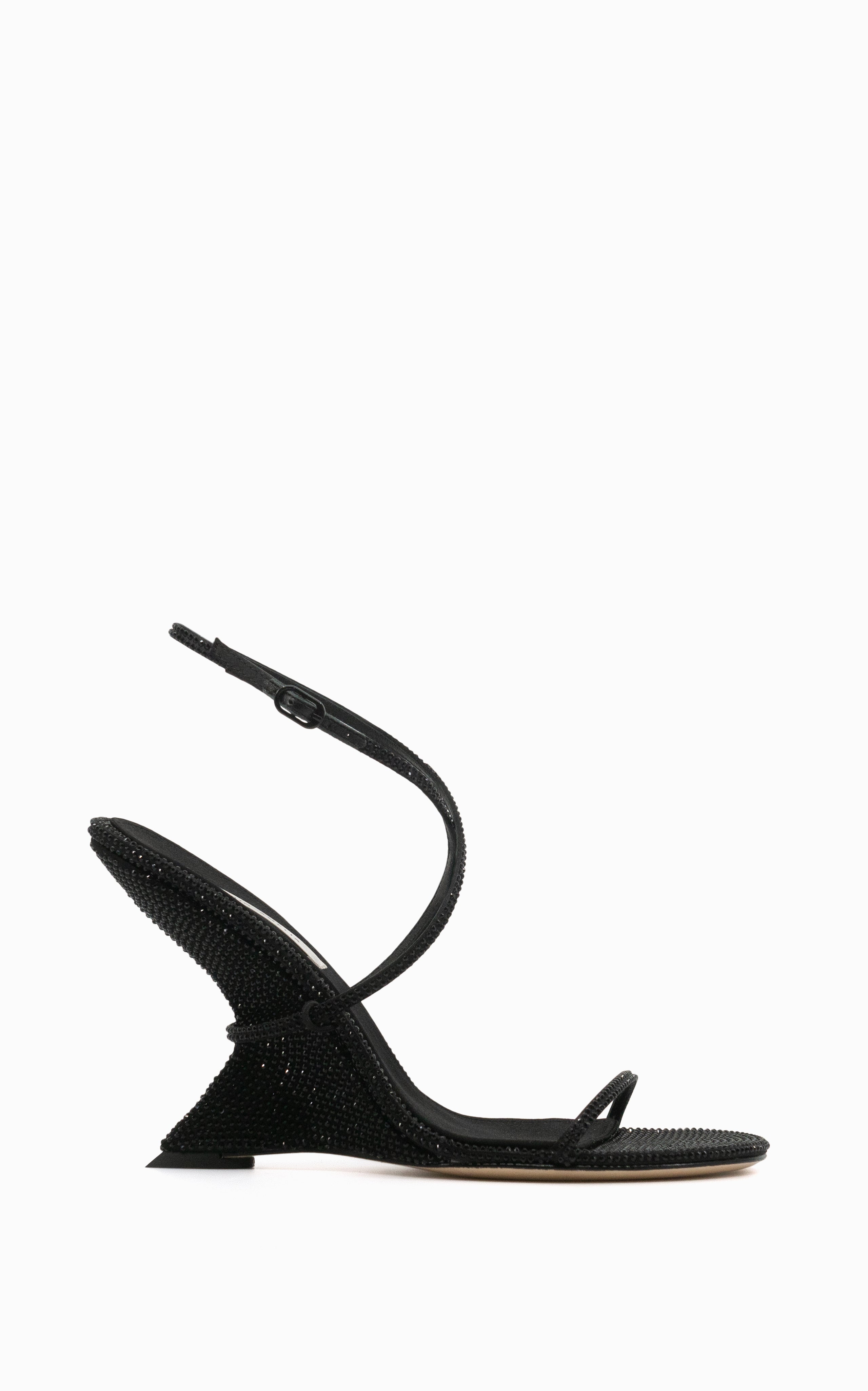 Black 2024 diamante wedges