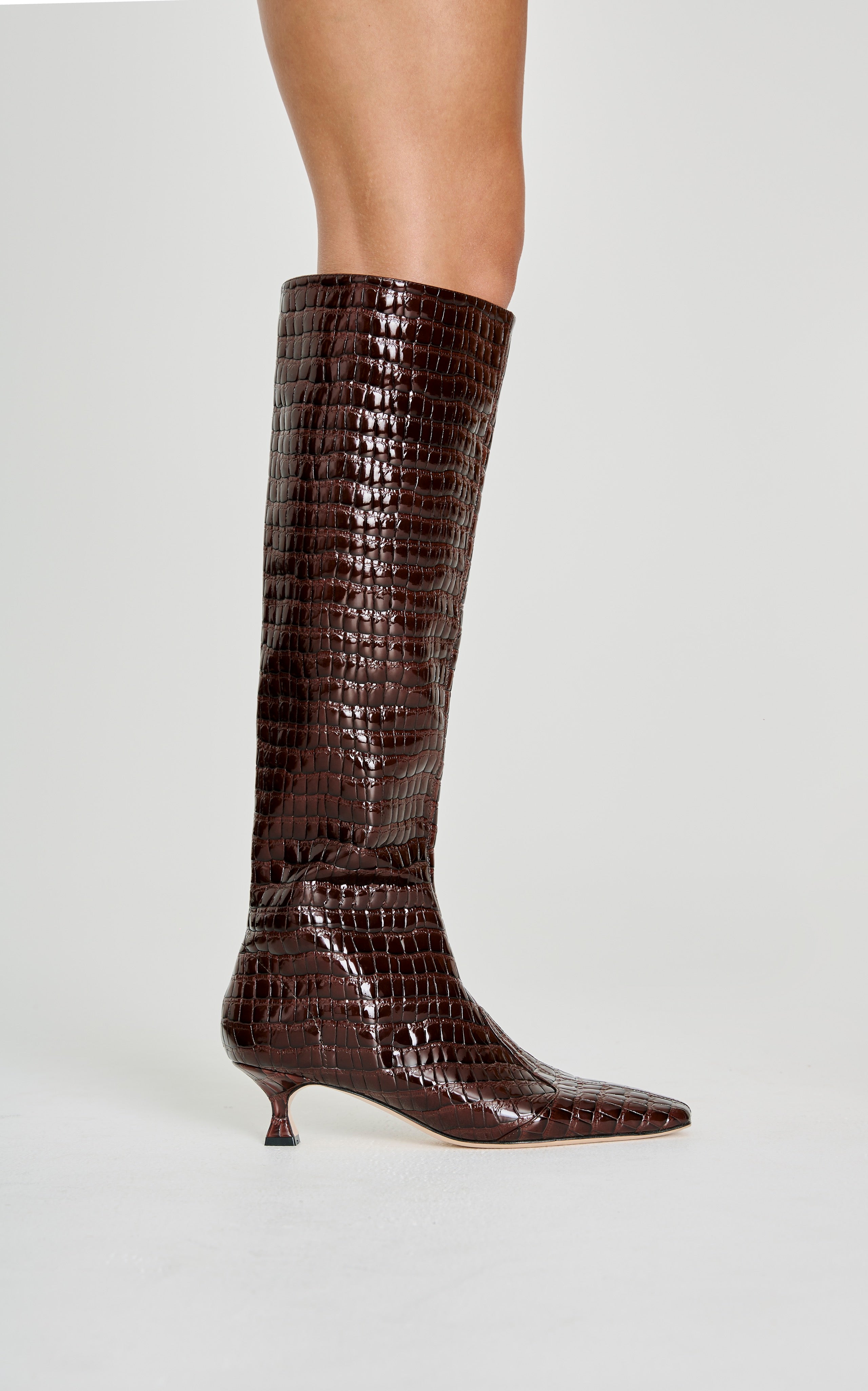 Maverick Calf Boot Burgundy Crocodile Studio Amelia